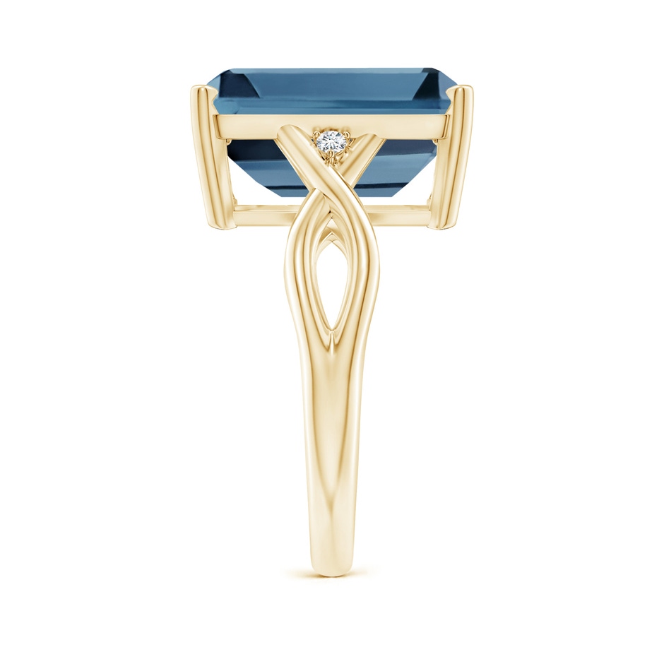 14x10mm A Emerald Cut London Blue Topaz Twist Shank Statement Ring in Yellow Gold side-2