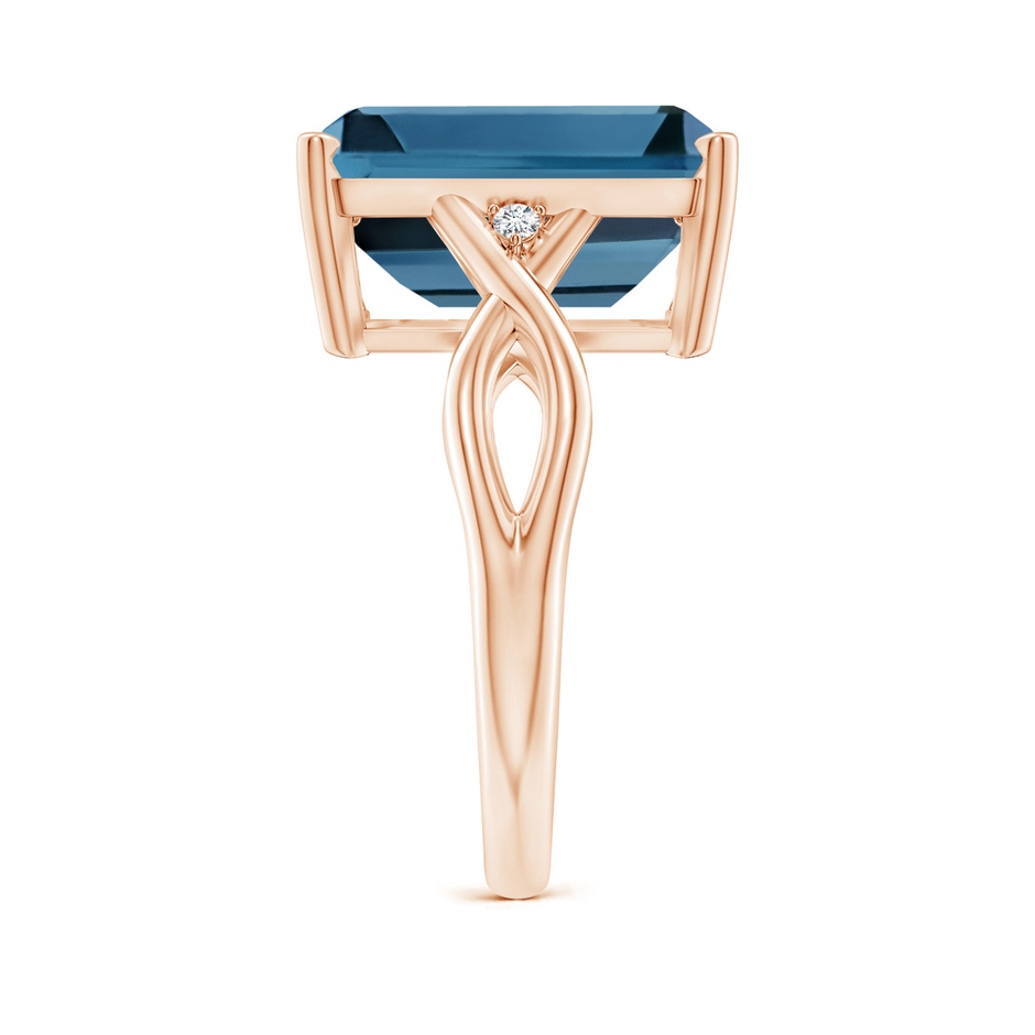 14x10mm AA Emerald Cut London Blue Topaz Twist Shank Statement Ring in Rose Gold side-2