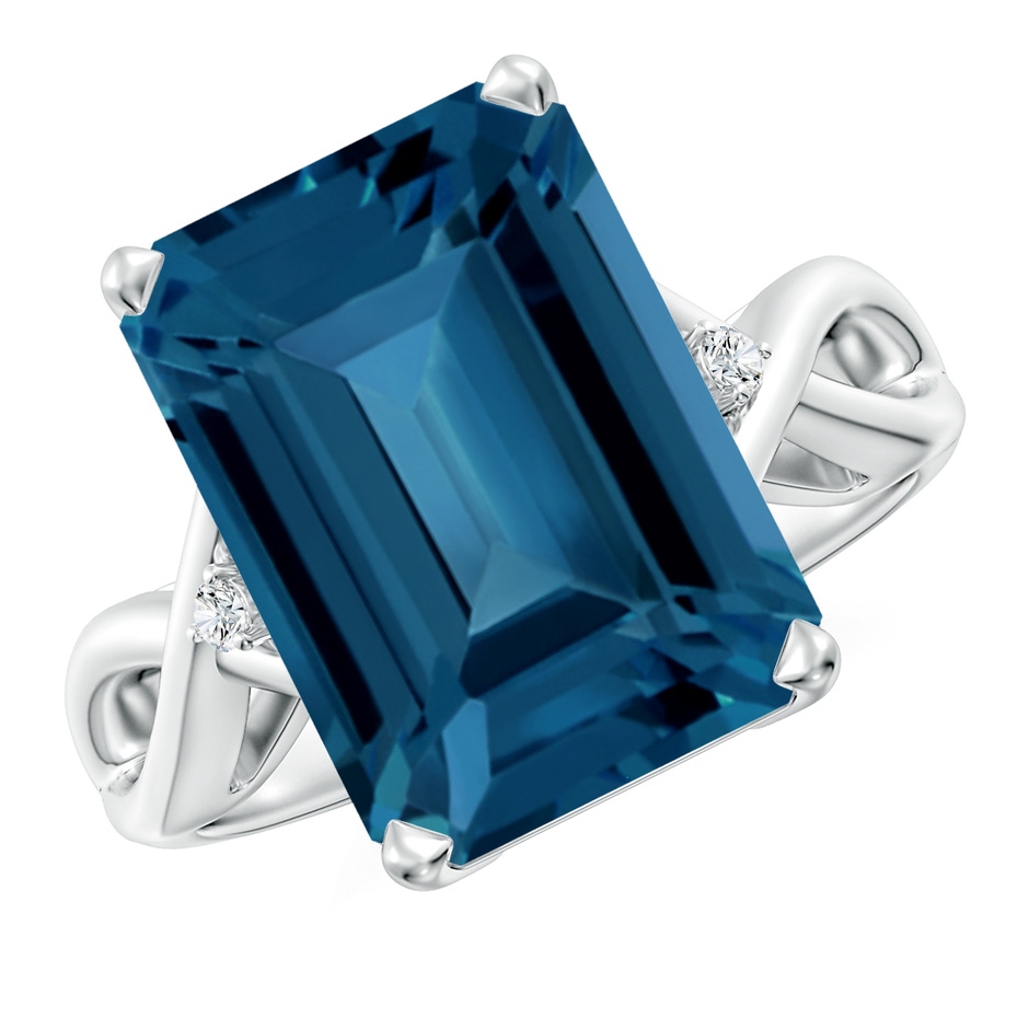 14x10mm AAA Emerald Cut London Blue Topaz Twist Shank Statement Ring in P950 Platinum 