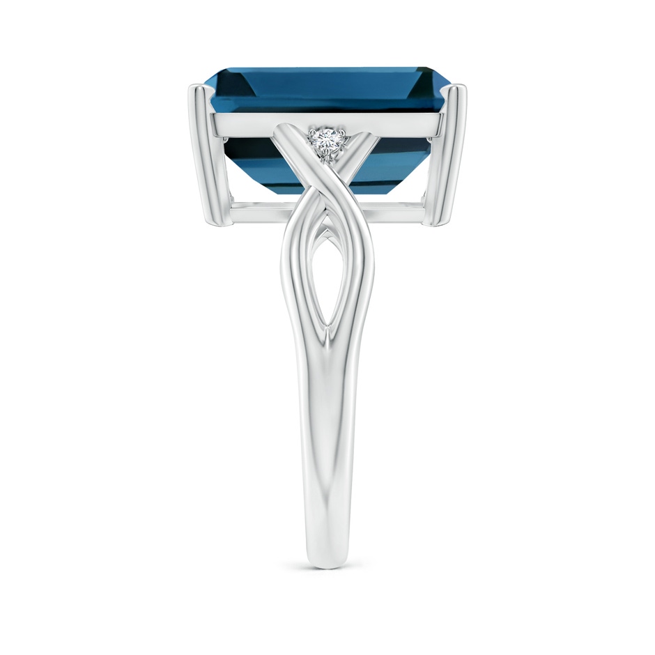 14x10mm AAA Emerald Cut London Blue Topaz Twist Shank Statement Ring in P950 Platinum side-2