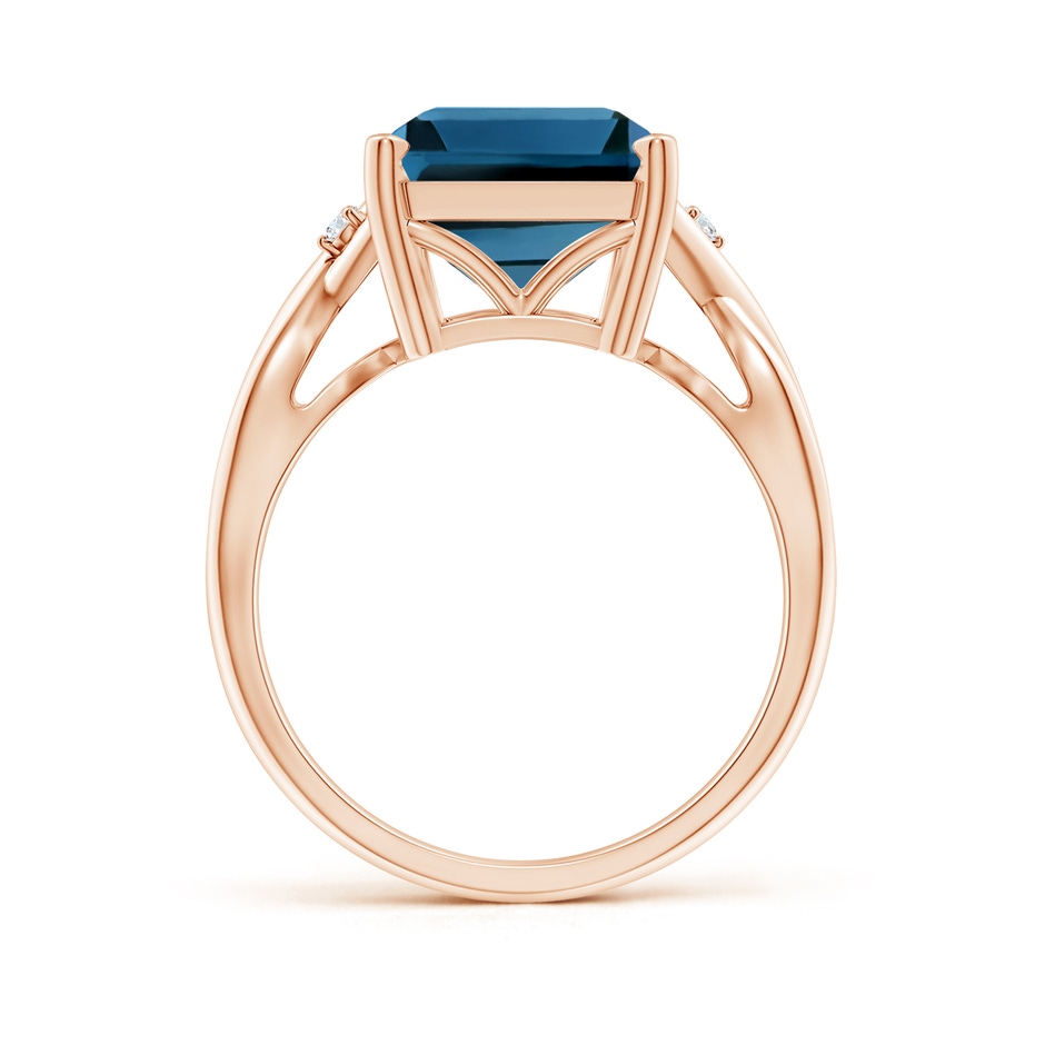 14x10mm AAA Emerald Cut London Blue Topaz Twist Shank Statement Ring in Rose Gold side-1