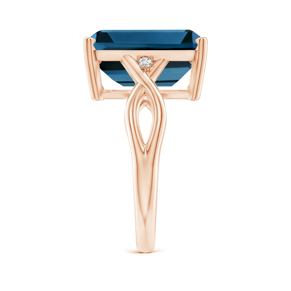 14x10mm AAA Emerald Cut London Blue Topaz Twist Shank Statement Ring in Rose Gold side-2