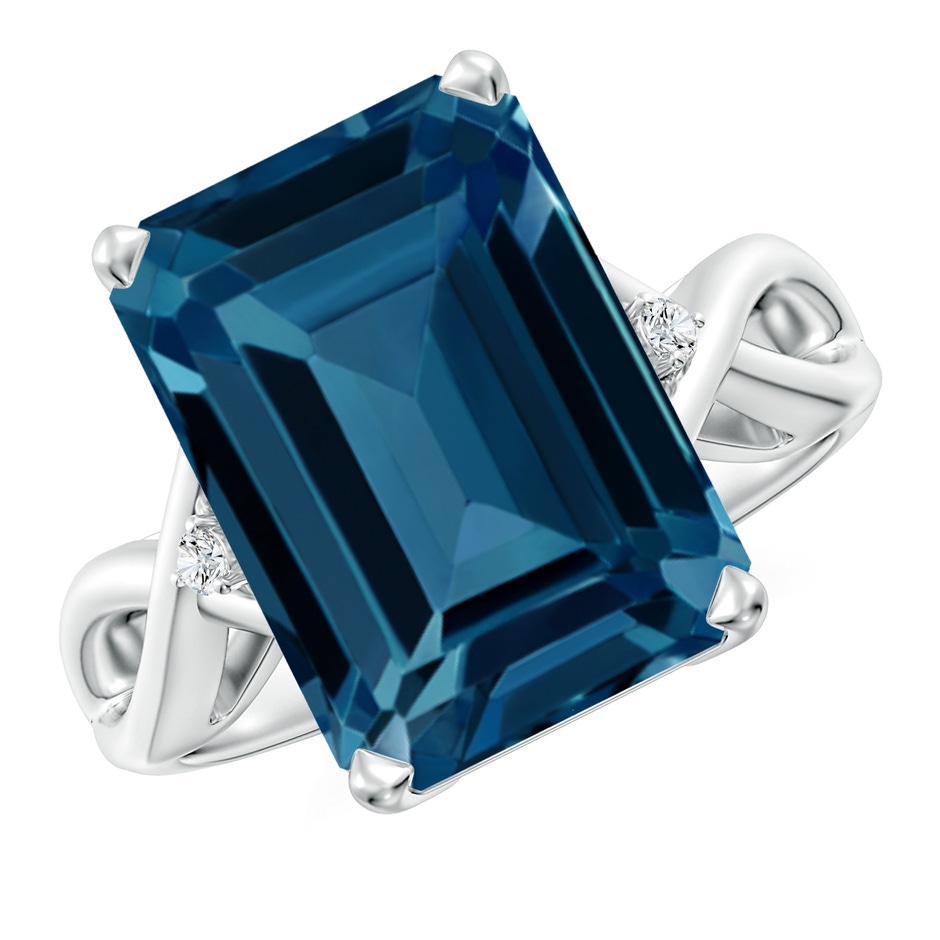 14x10mm AAAA Emerald Cut London Blue Topaz Twist Shank Statement Ring in P950 Platinum 