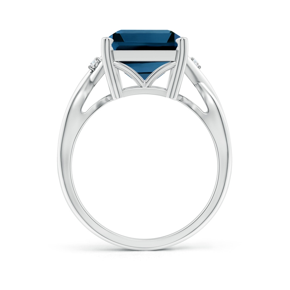 14x10mm AAAA Emerald Cut London Blue Topaz Twist Shank Statement Ring in P950 Platinum side-1
