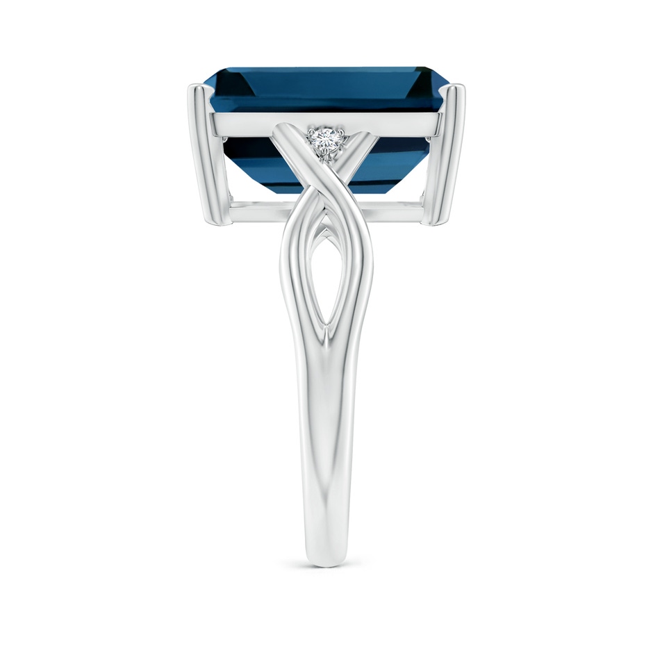 14x10mm AAAA Emerald Cut London Blue Topaz Twist Shank Statement Ring in P950 Platinum side-2