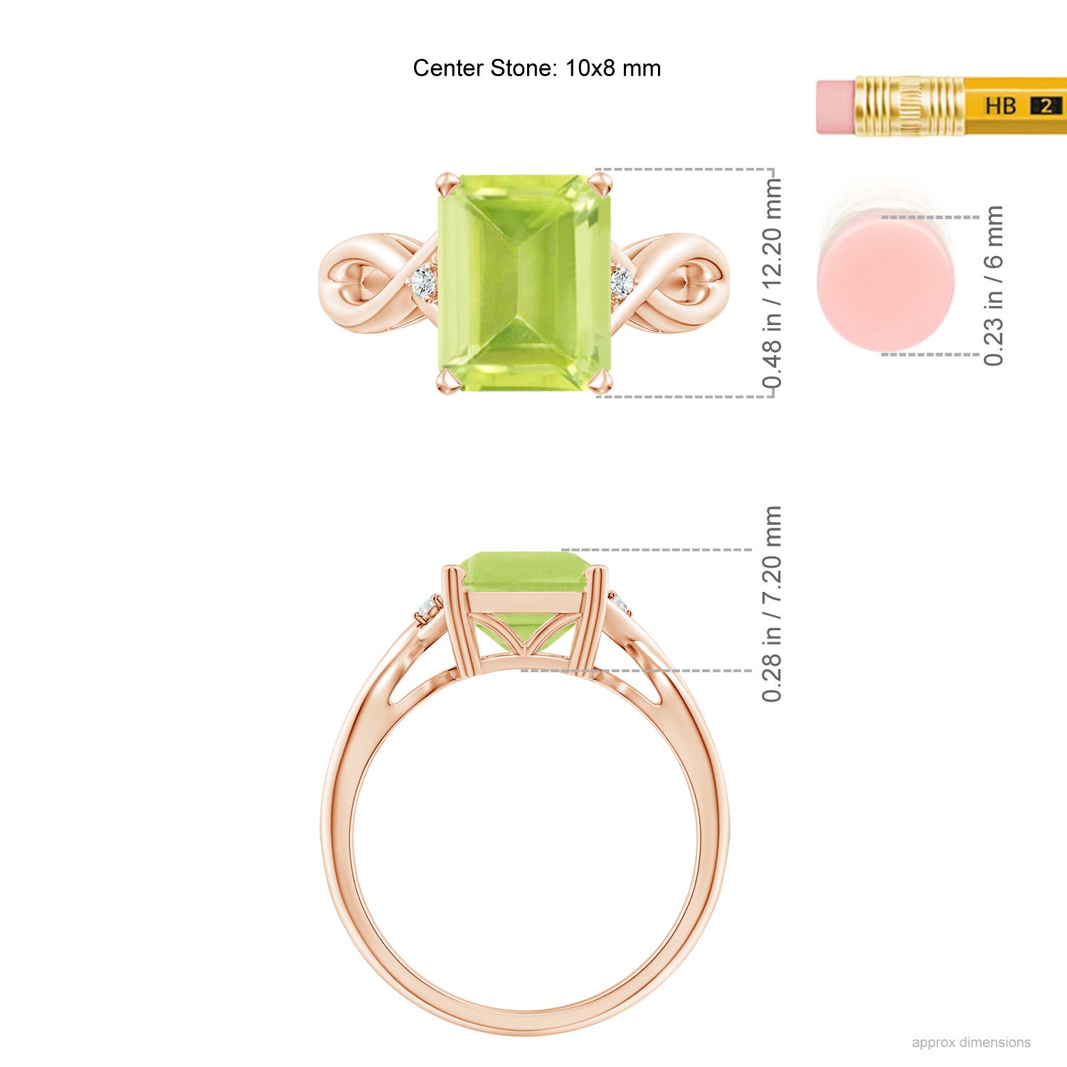 A - Peridot / 3.33 CT / 14 KT Rose Gold