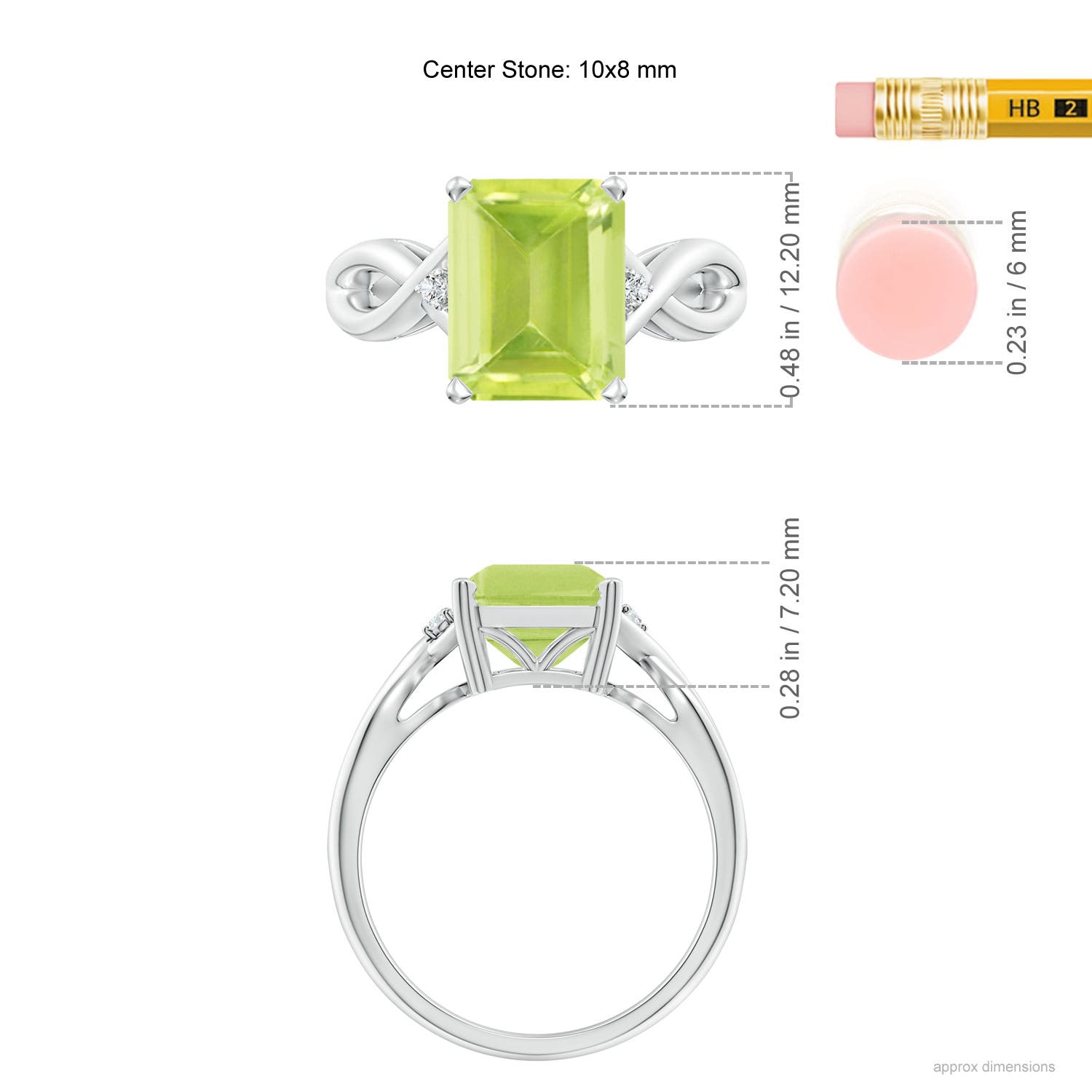 A - Peridot / 3.33 CT / 14 KT White Gold