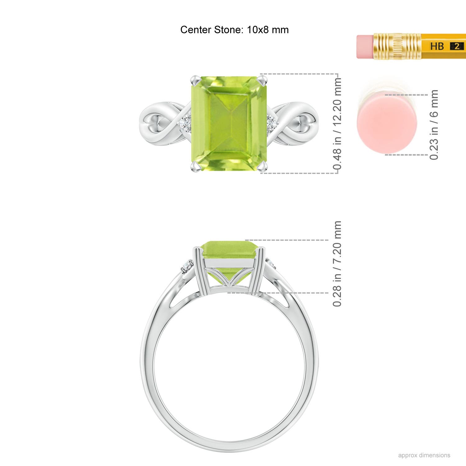 AA - Peridot / 3.33 CT / 14 KT White Gold