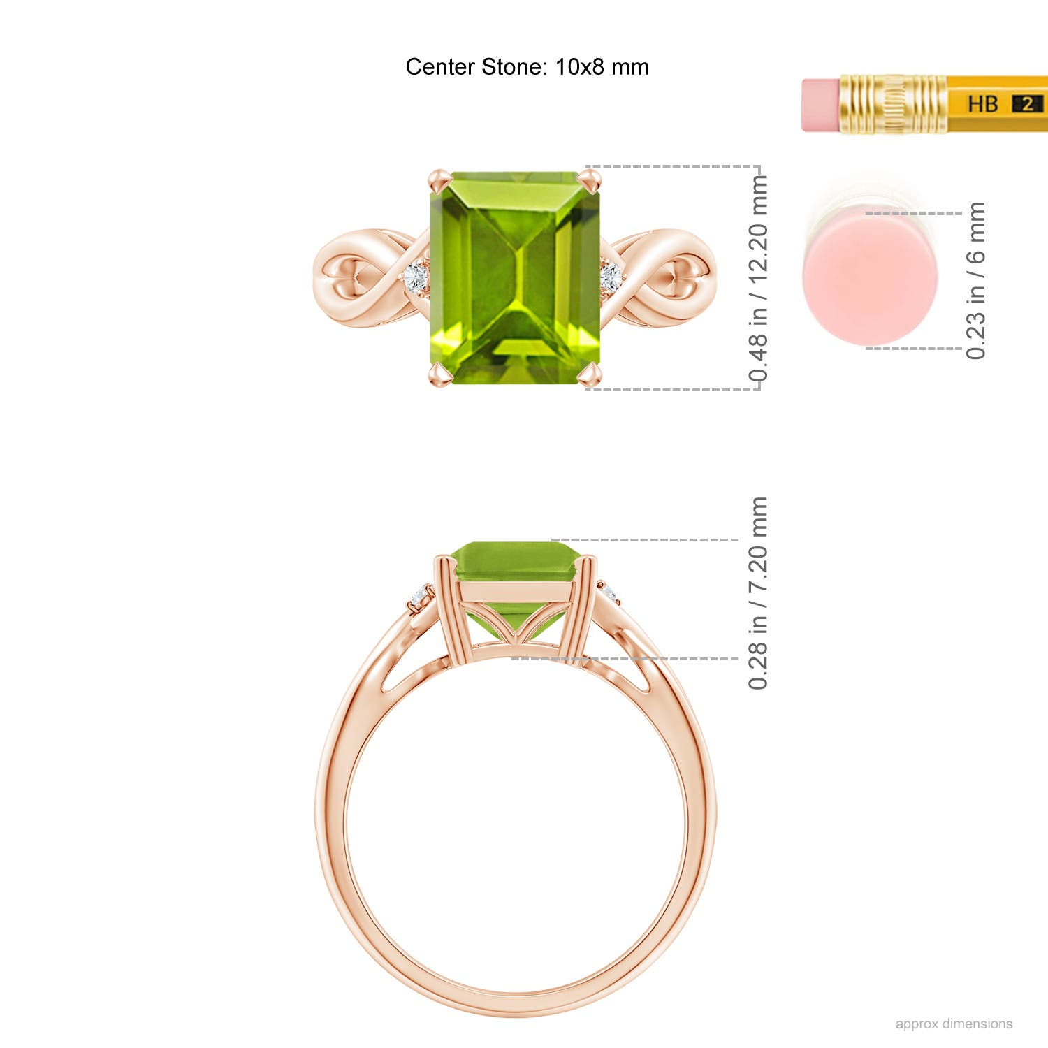 AAA - Peridot / 3.33 CT / 14 KT Rose Gold