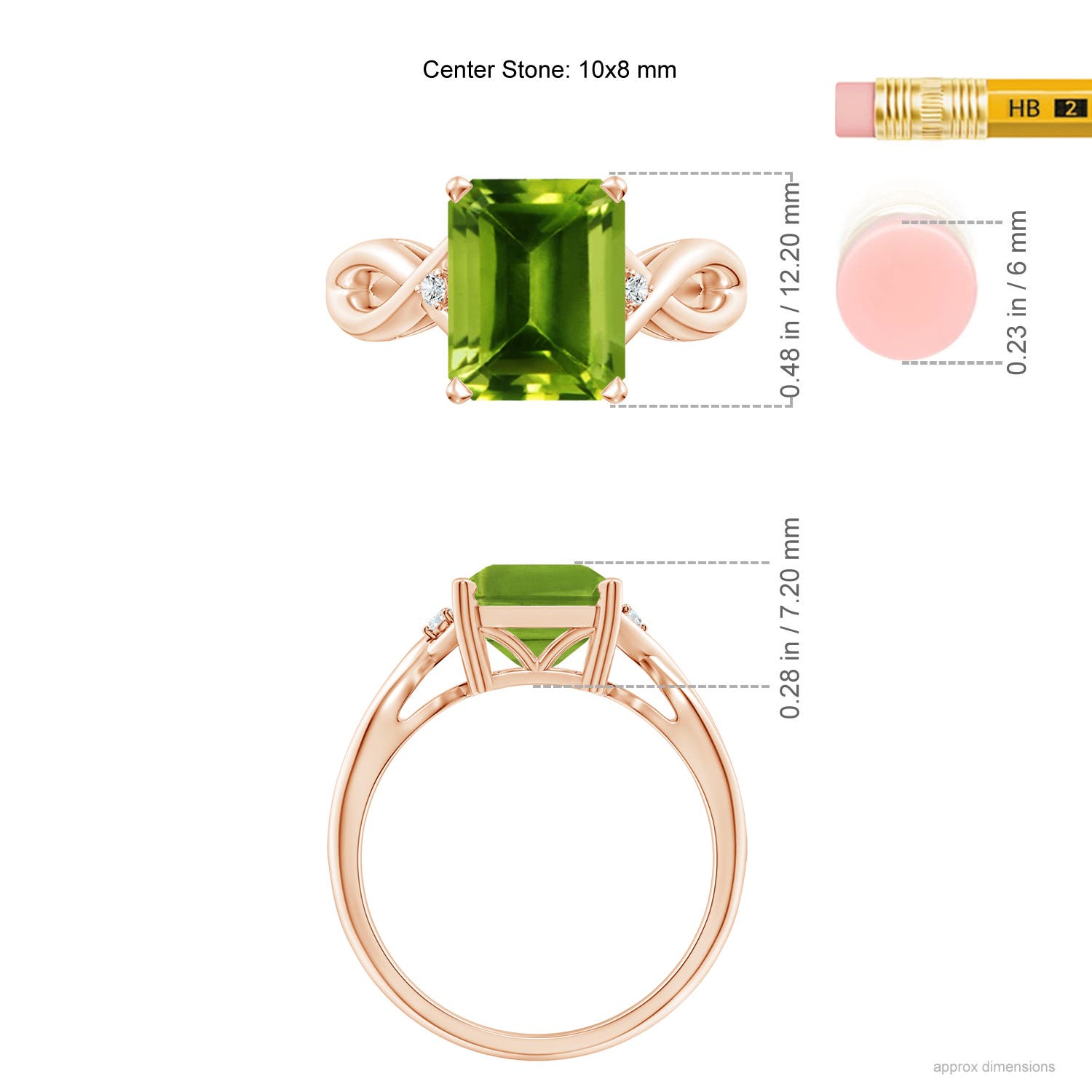 AAAA - Peridot / 3.33 CT / 14 KT Rose Gold