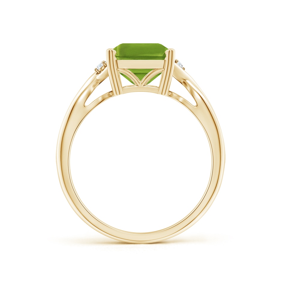 10x8mm AAAA Twist Shank Emerald Cut Peridot Statement Ring in Yellow Gold side-1