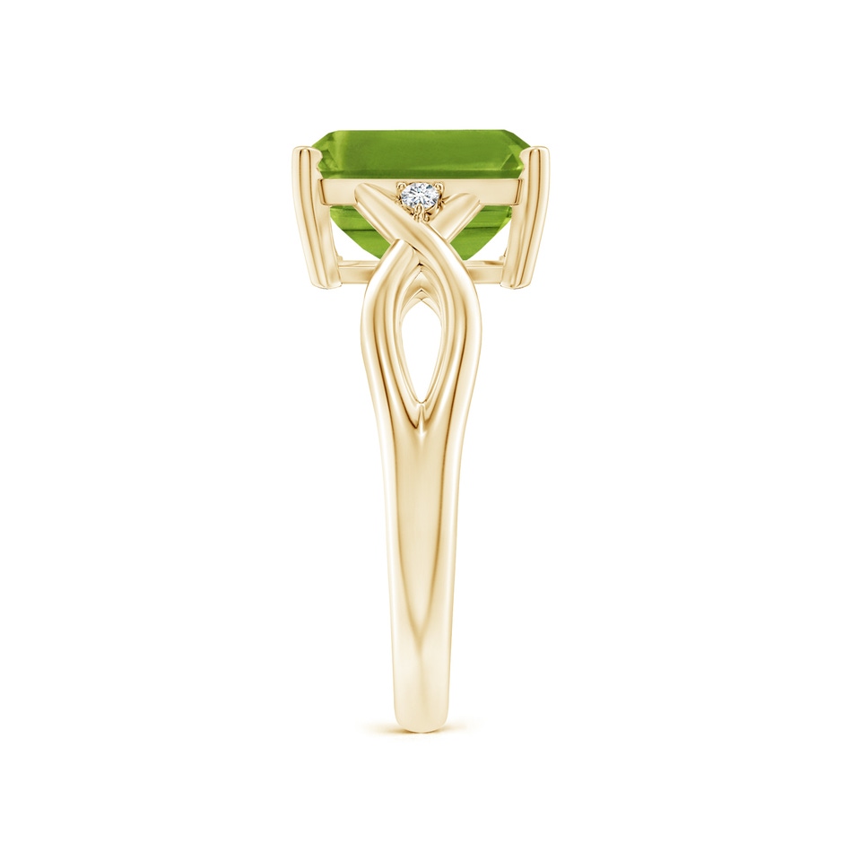 10x8mm AAAA Twist Shank Emerald Cut Peridot Statement Ring in Yellow Gold side-2