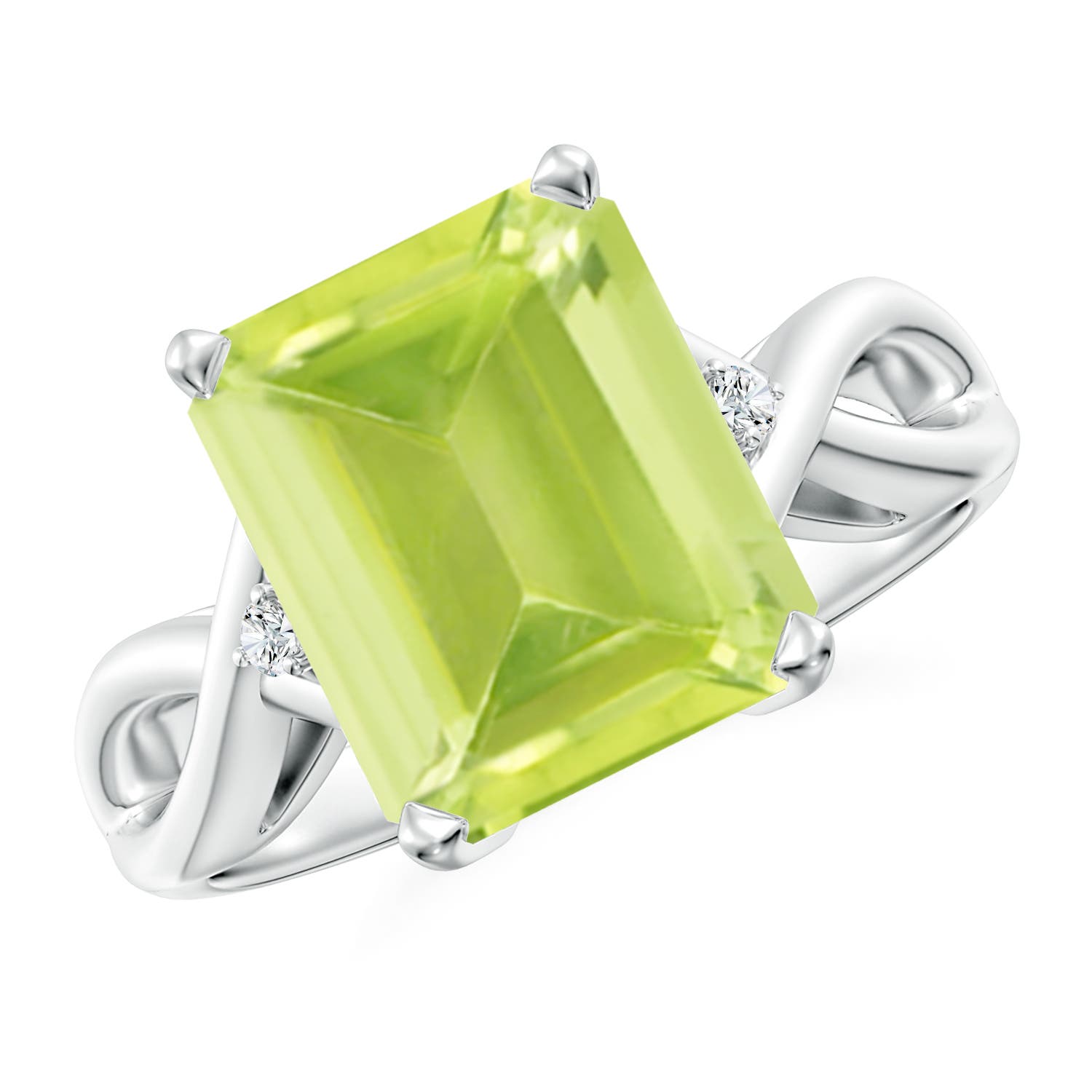 A - Peridot / 3.83 CT / 14 KT White Gold