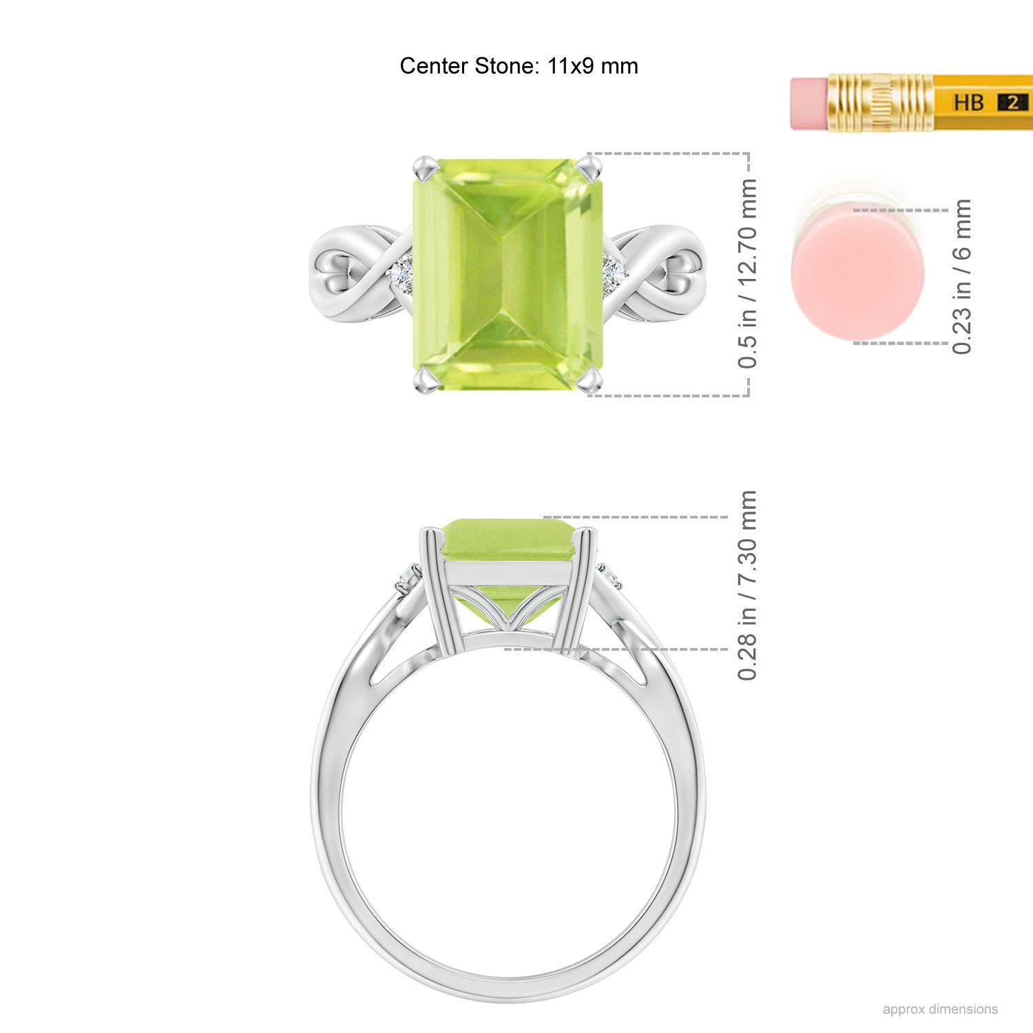 A - Peridot / 3.83 CT / 14 KT White Gold