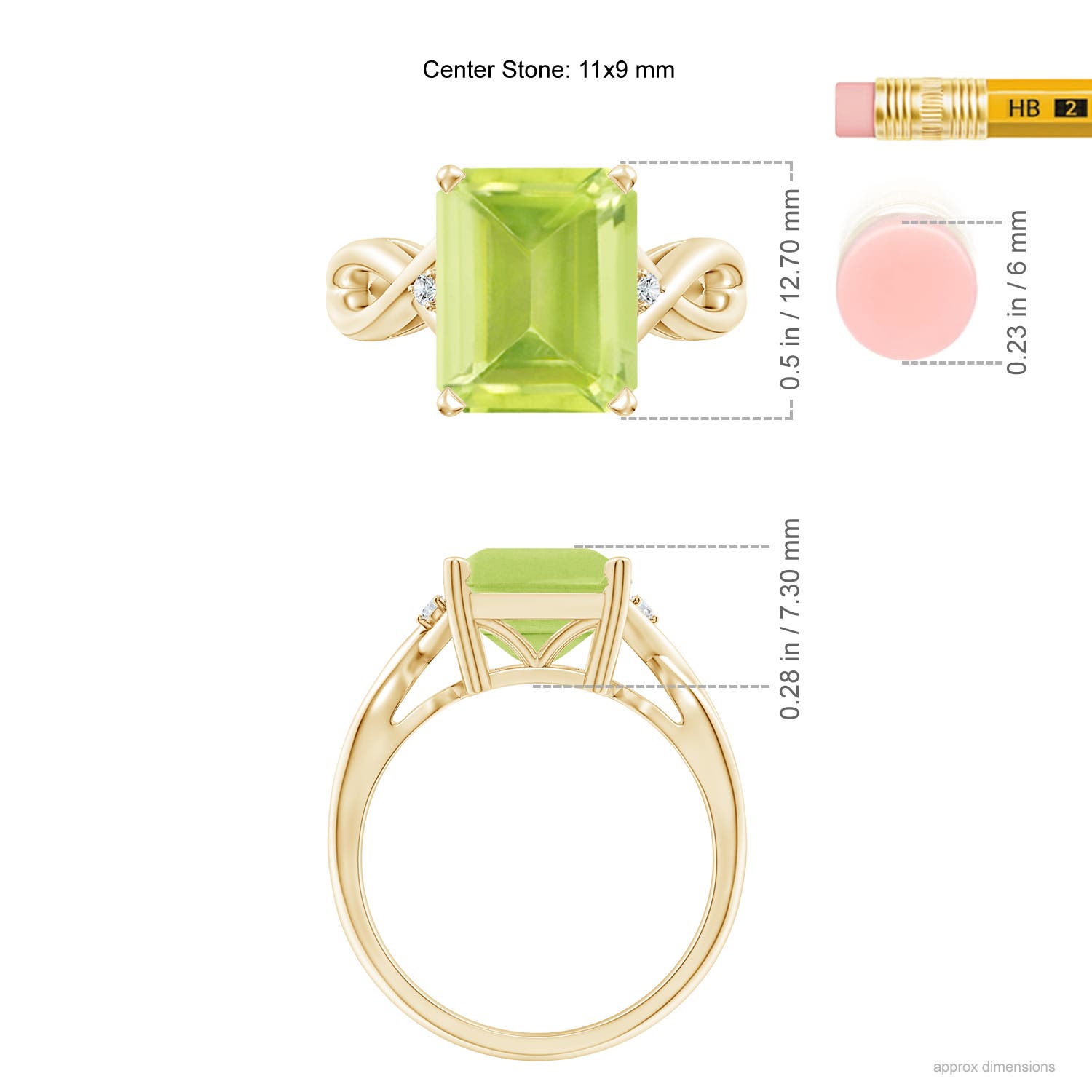 A - Peridot / 3.83 CT / 14 KT Yellow Gold