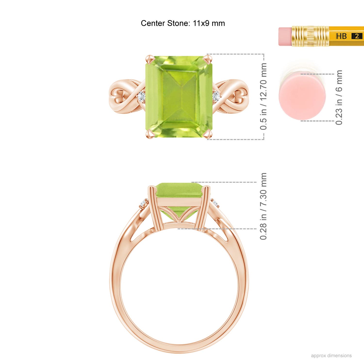 AA - Peridot / 3.83 CT / 14 KT Rose Gold