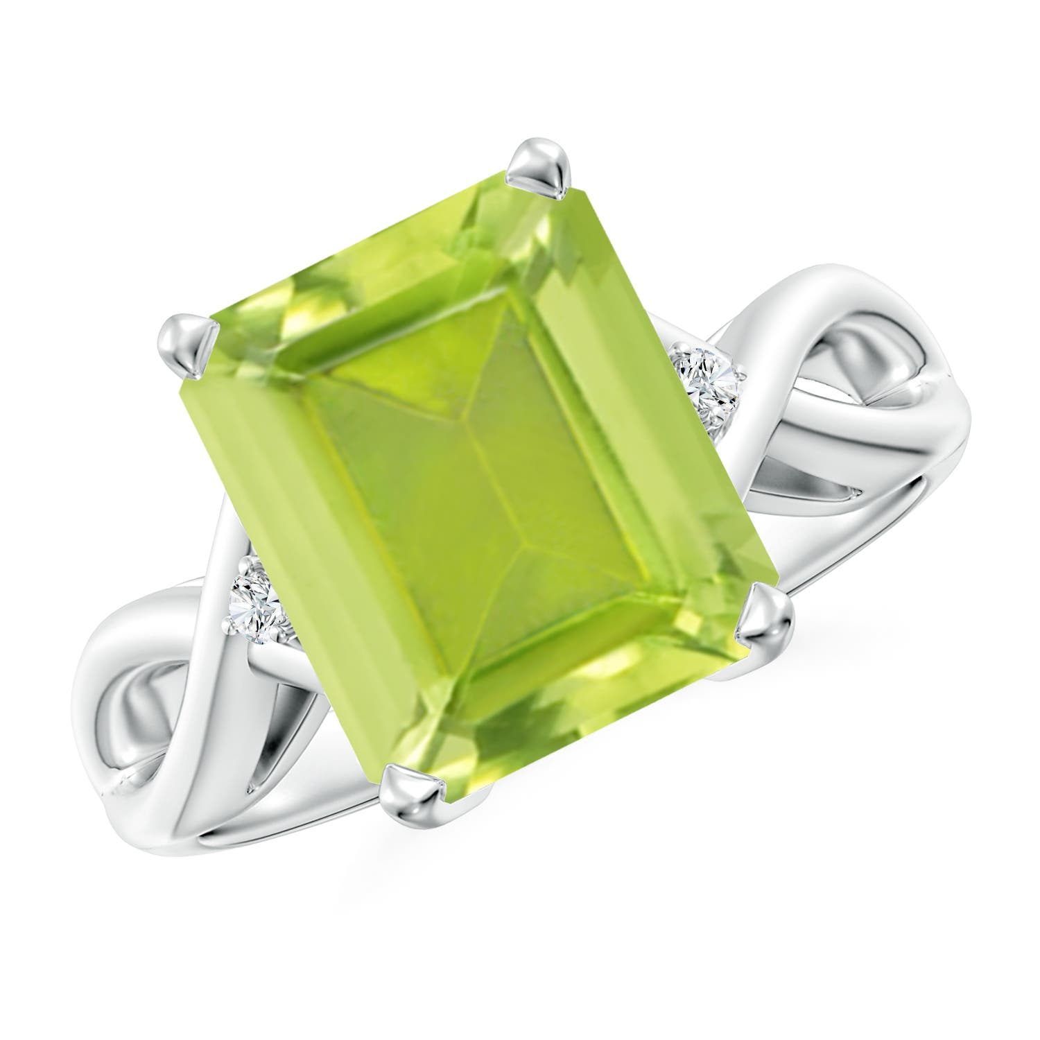 AA - Peridot / 3.83 CT / 14 KT White Gold