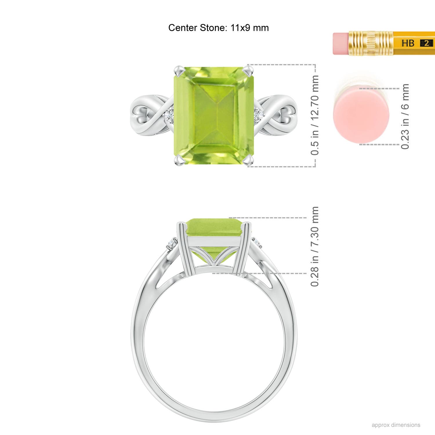 AA - Peridot / 3.83 CT / 14 KT White Gold