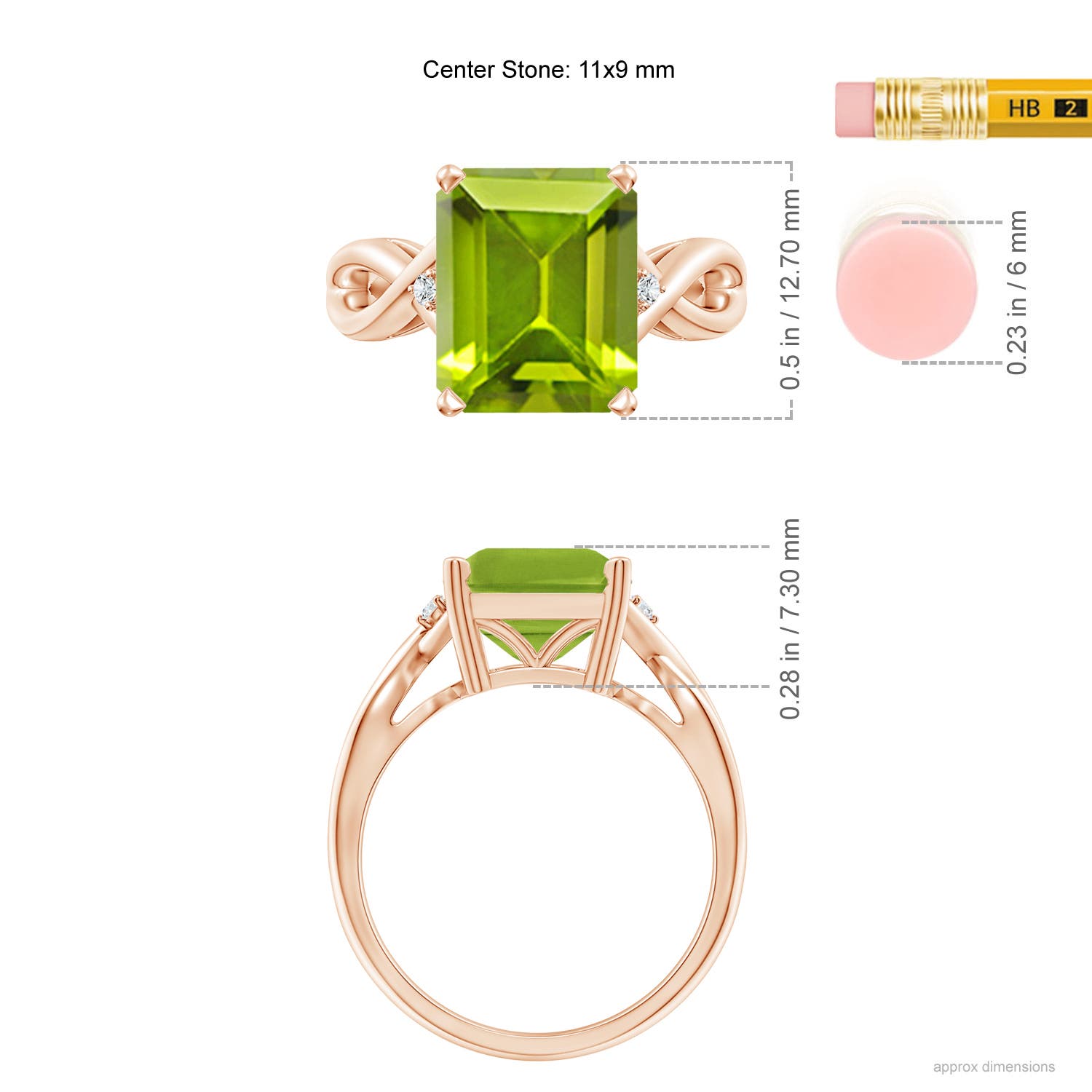 AAA - Peridot / 3.83 CT / 14 KT Rose Gold