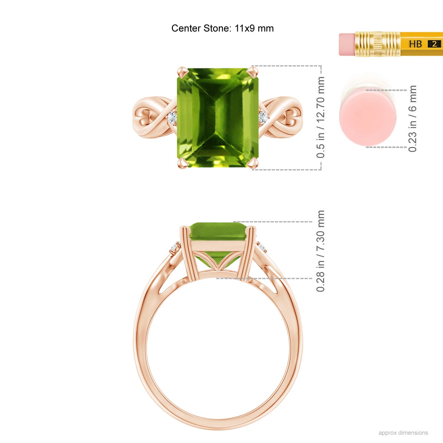 AAAA - Peridot / 3.83 CT / 14 KT Rose Gold