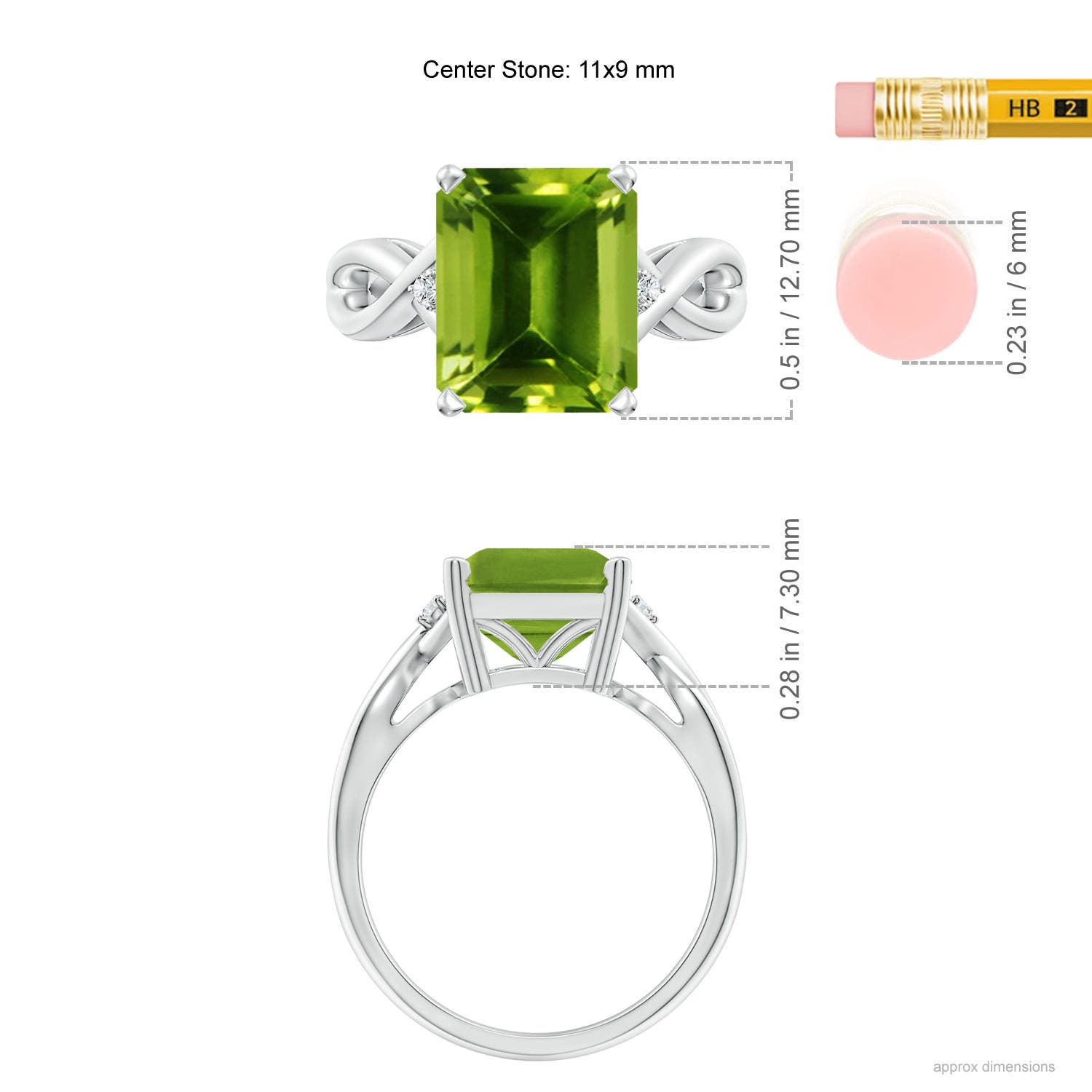 AAAA - Peridot / 3.83 CT / 14 KT White Gold