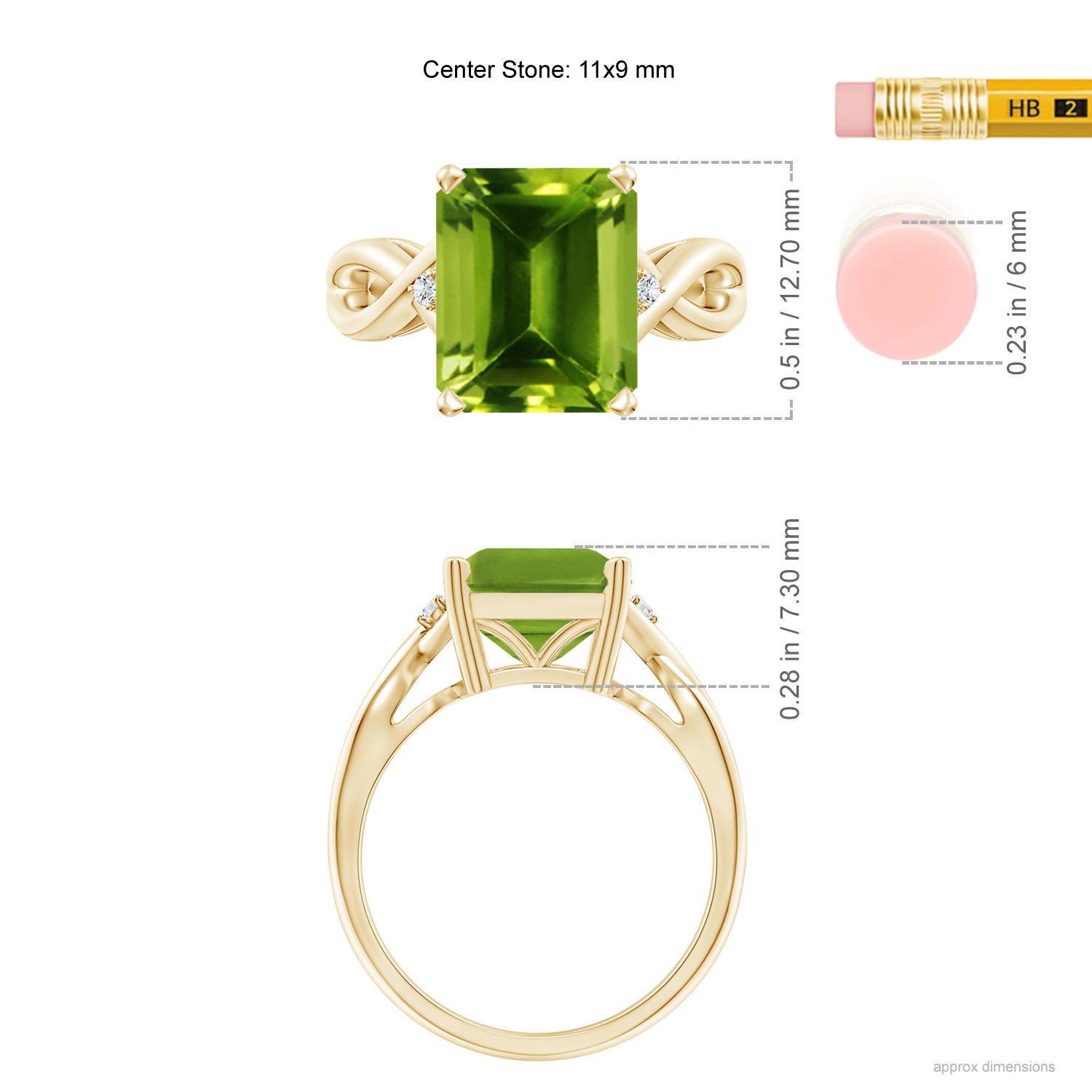 AAAA - Peridot / 3.83 CT / 14 KT Yellow Gold