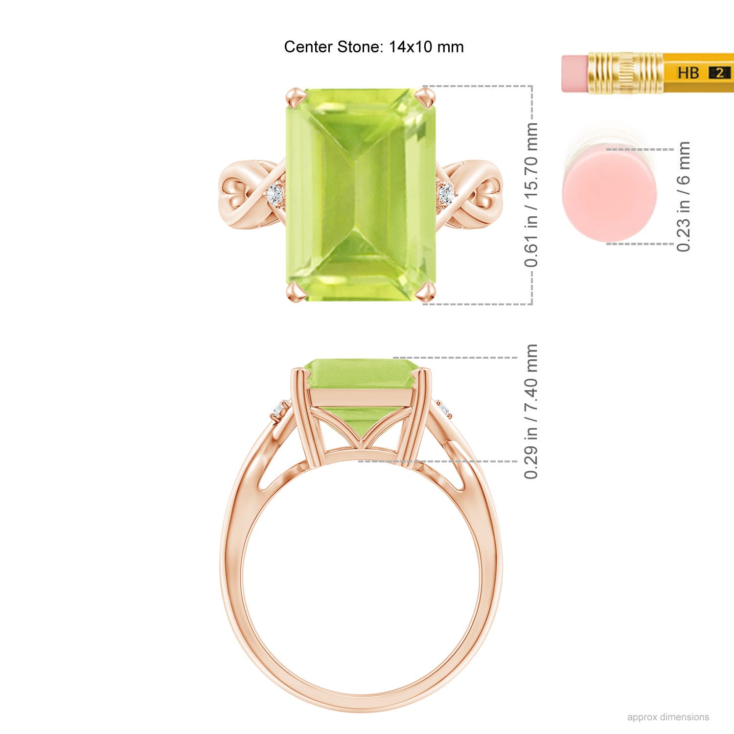 A - Peridot / 7.03 CT / 14 KT Rose Gold