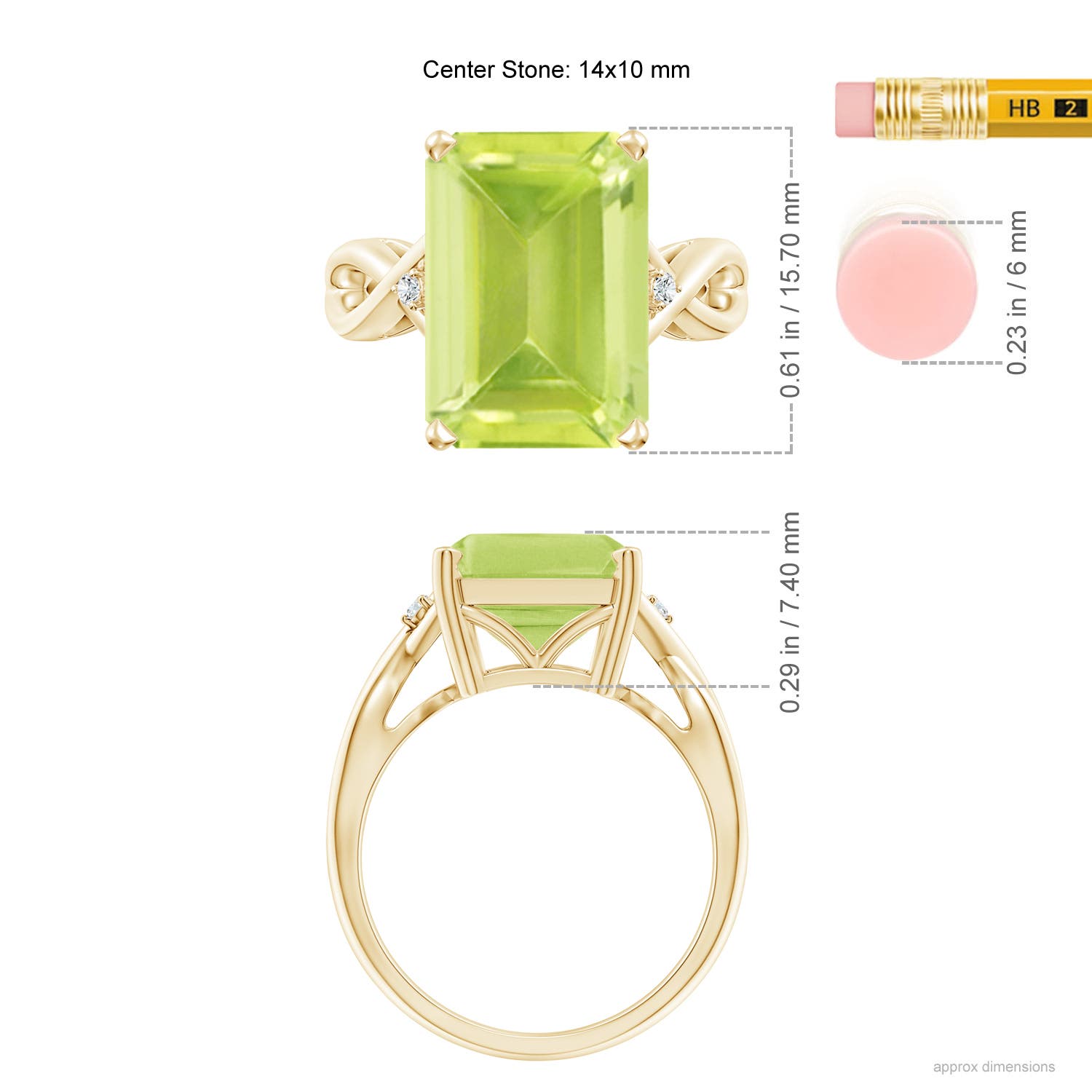 A - Peridot / 7.03 CT / 14 KT Yellow Gold