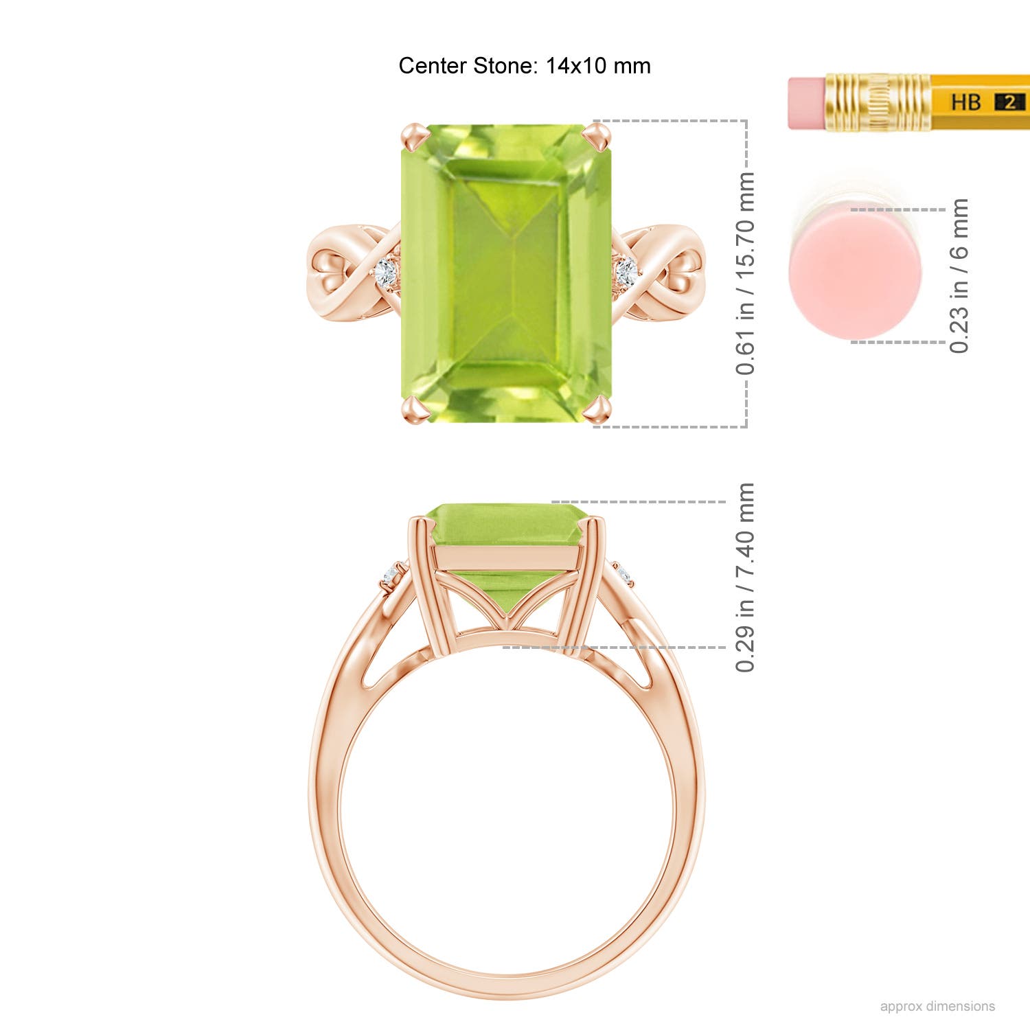 AA - Peridot / 7.03 CT / 14 KT Rose Gold