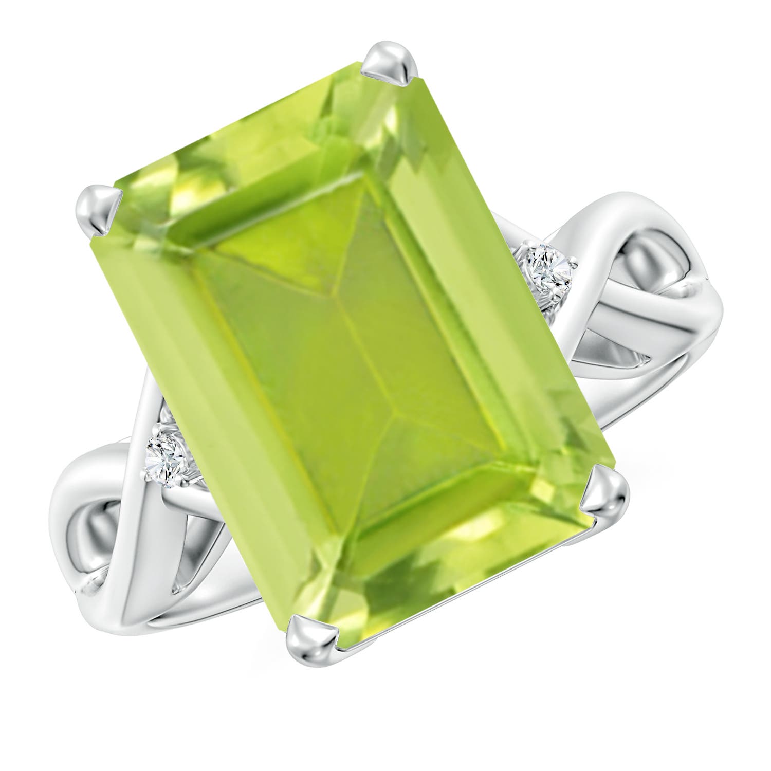 AA - Peridot / 7.03 CT / 14 KT White Gold