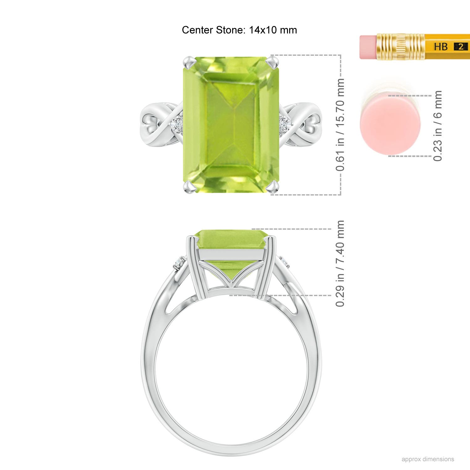 AA - Peridot / 7.03 CT / 14 KT White Gold