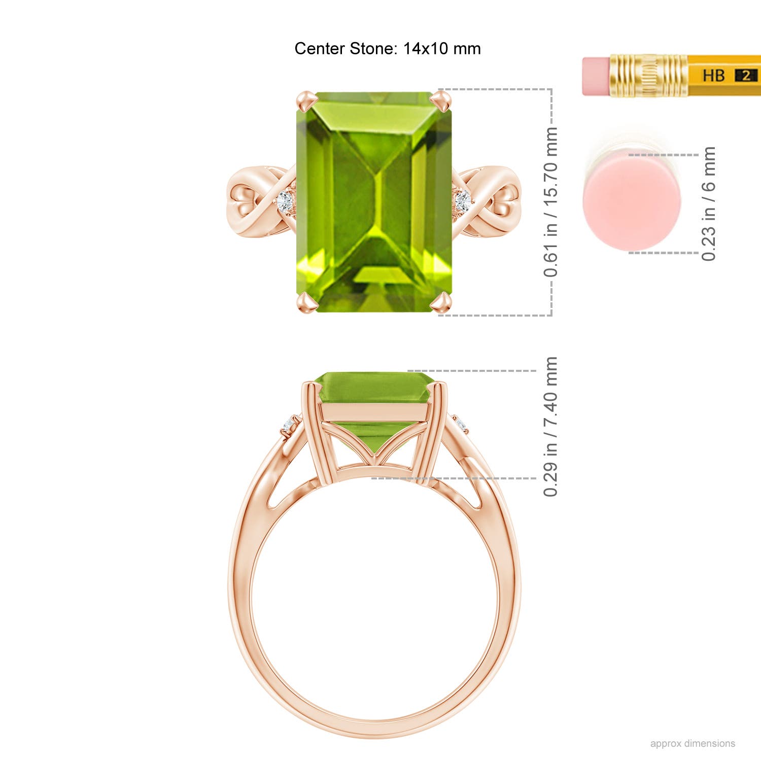 AAA - Peridot / 7.03 CT / 14 KT Rose Gold