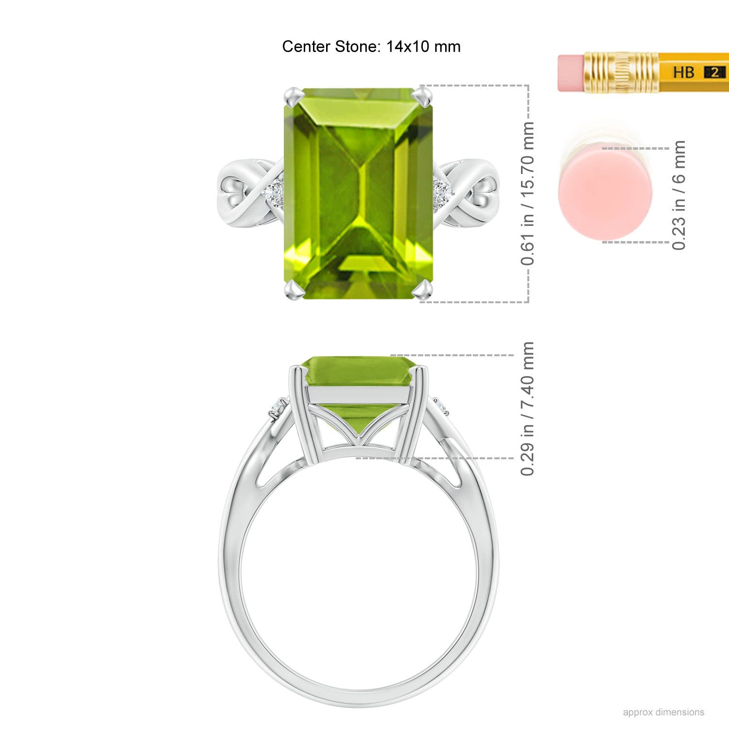 AAA - Peridot / 7.03 CT / 14 KT White Gold