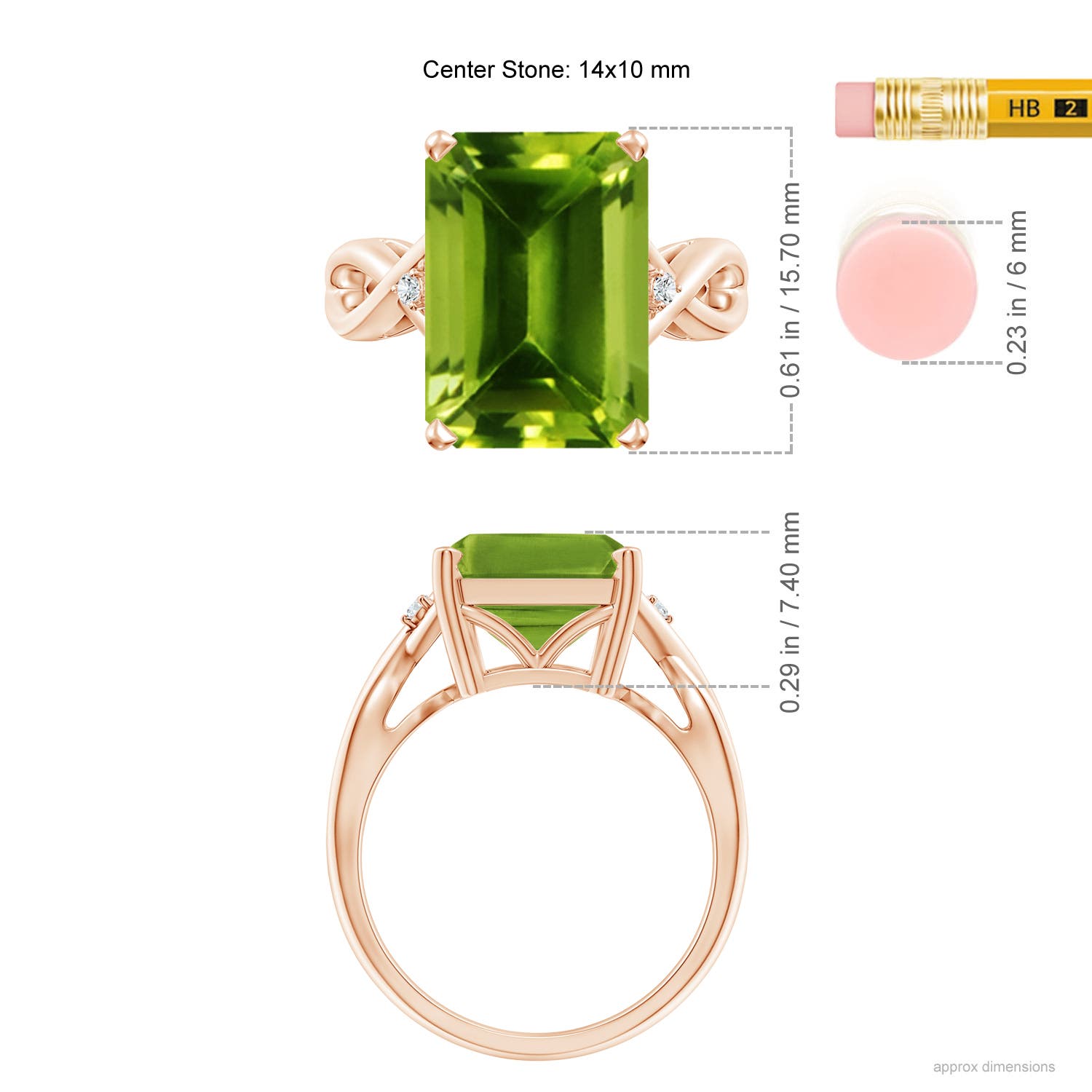 AAAA - Peridot / 7.03 CT / 14 KT Rose Gold