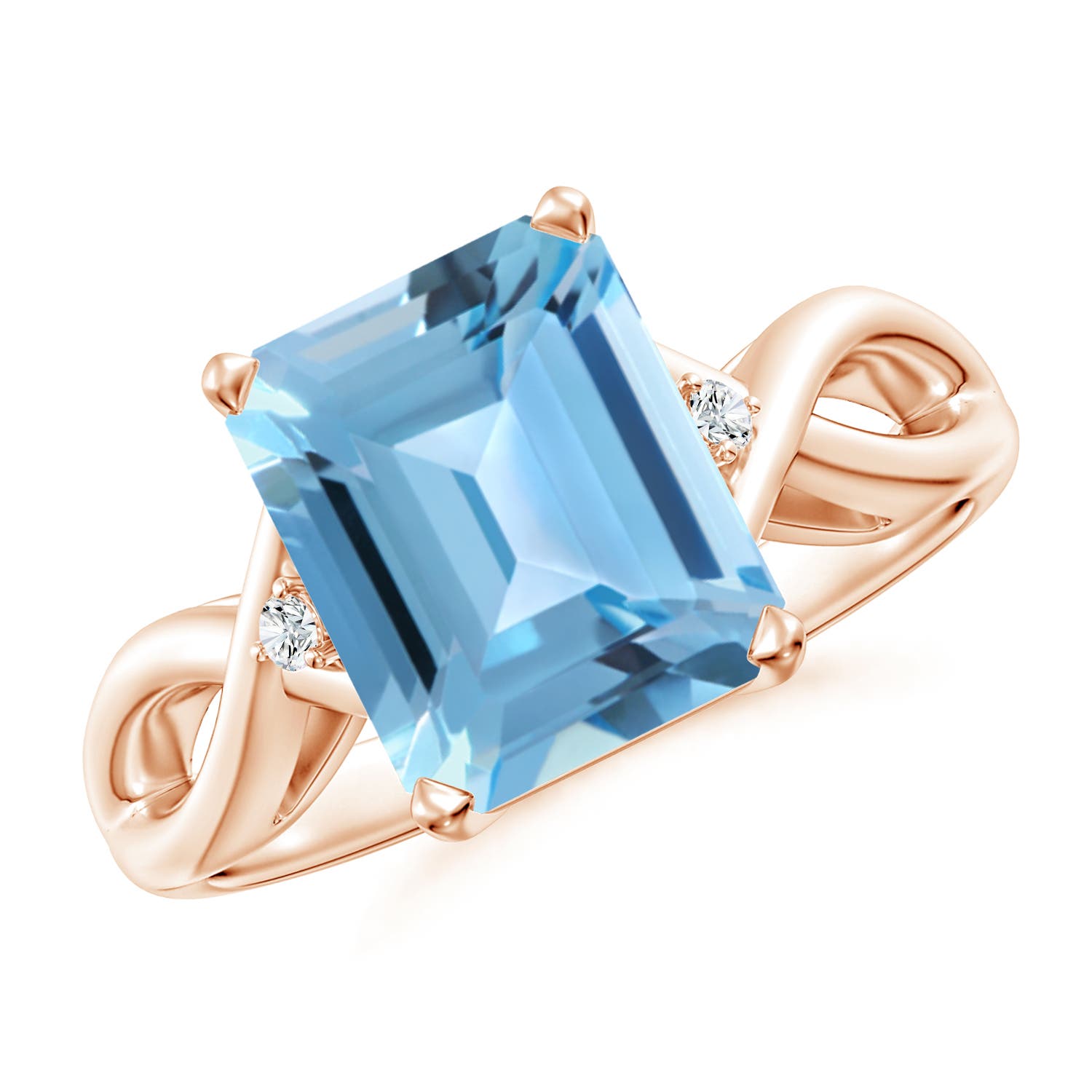 A - Swiss Blue Topaz / 4.03 CT / 14 KT Rose Gold