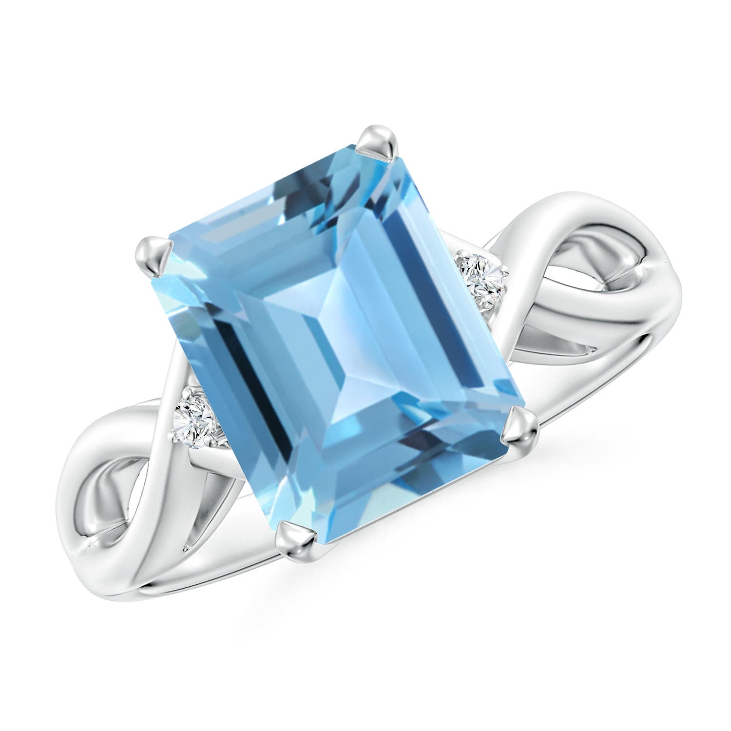 A - Swiss Blue Topaz / 4.03 CT / 14 KT White Gold