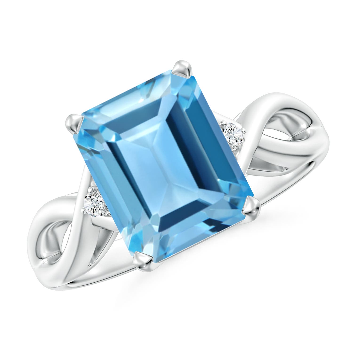 AA - Swiss Blue Topaz / 4.03 CT / 14 KT White Gold