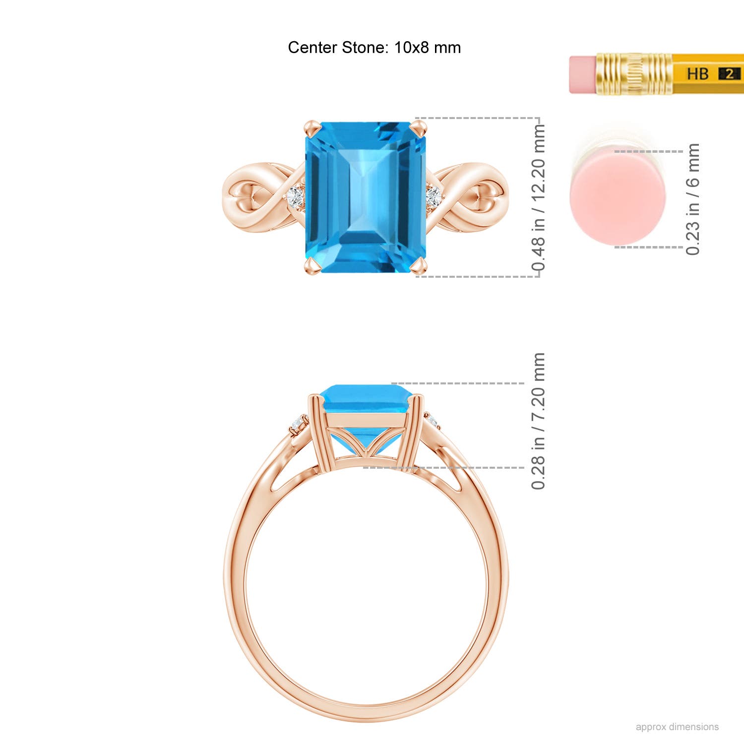 AAA - Swiss Blue Topaz / 4.03 CT / 14 KT Rose Gold