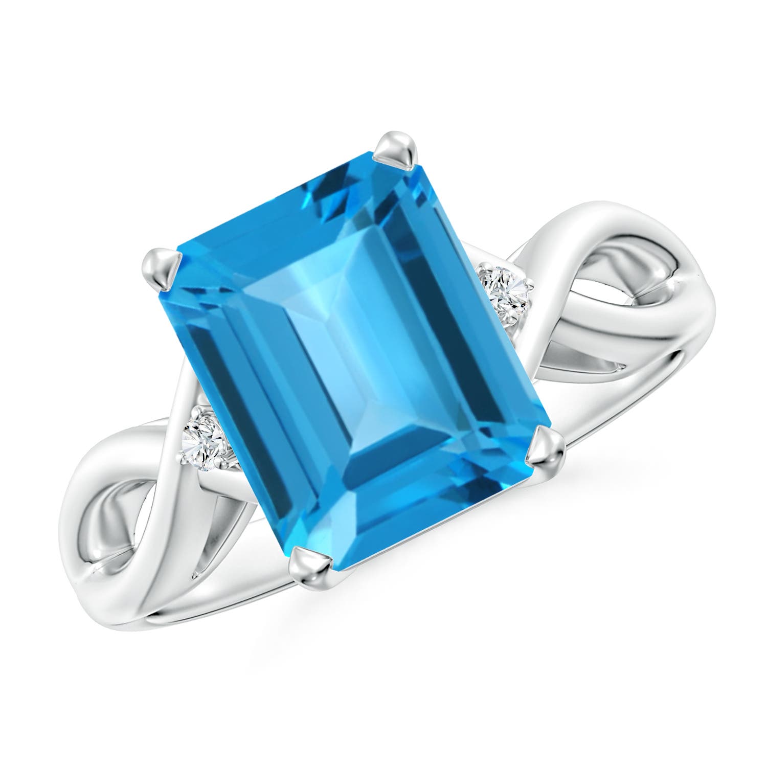 AAA - Swiss Blue Topaz / 4.03 CT / 14 KT White Gold