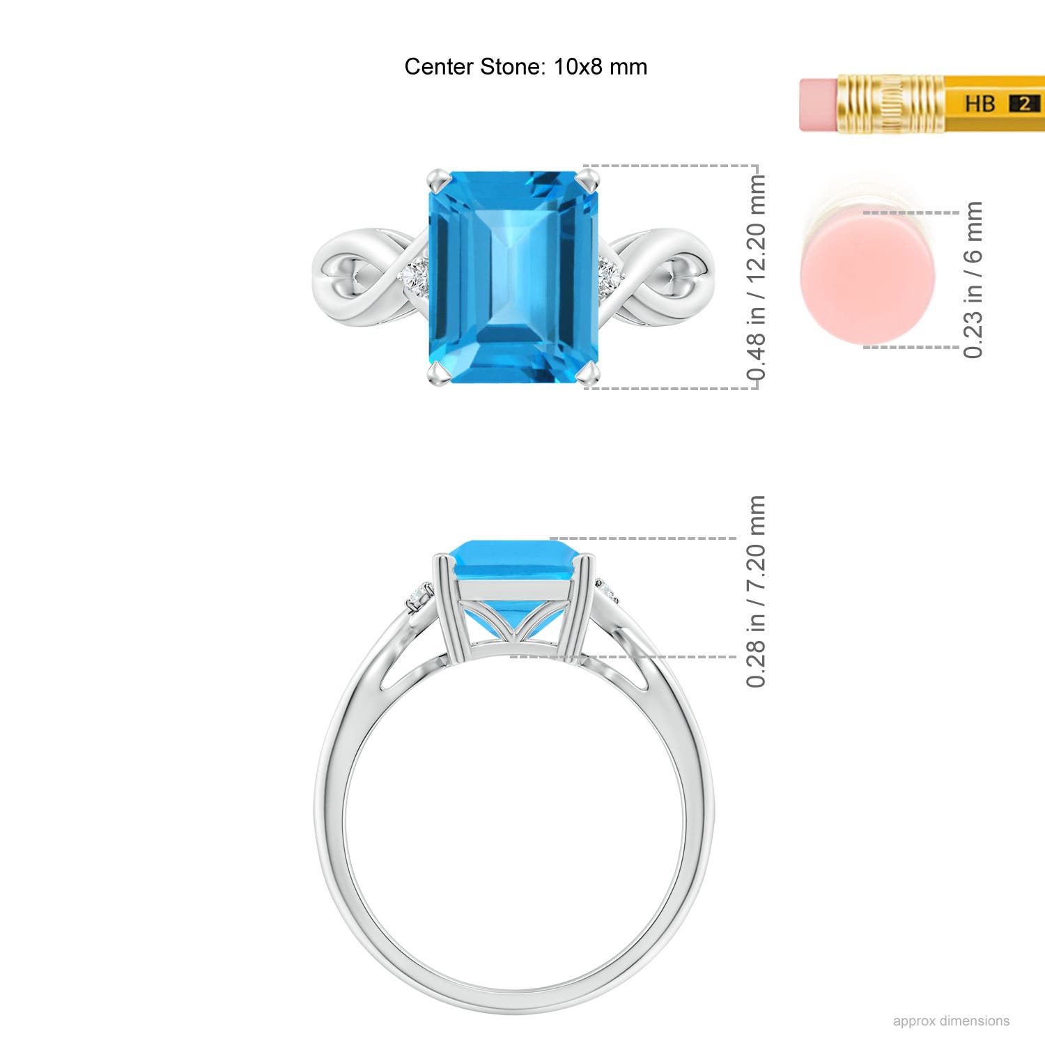 AAA - Swiss Blue Topaz / 4.03 CT / 14 KT White Gold