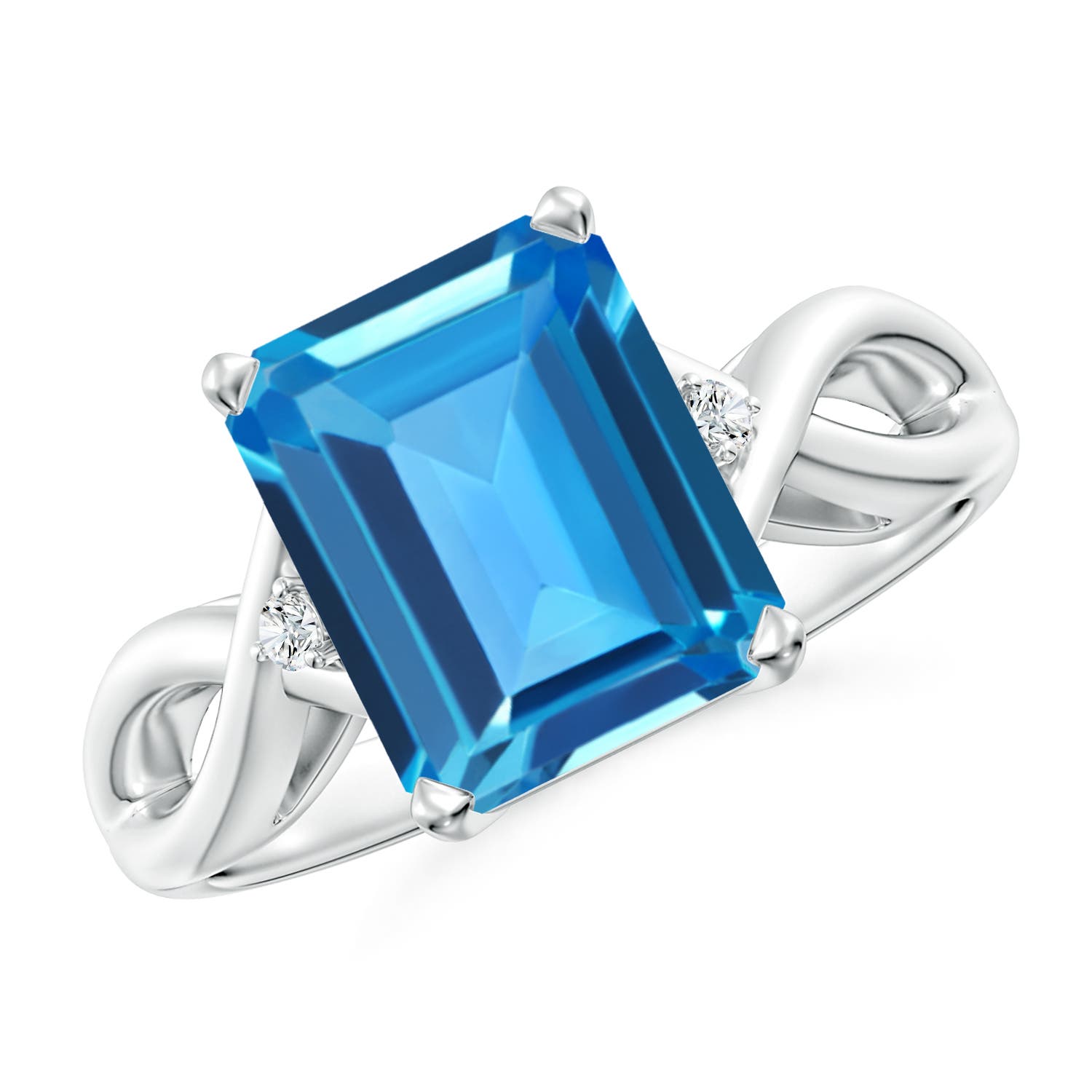 AAAA - Swiss Blue Topaz / 4.03 CT / 14 KT White Gold