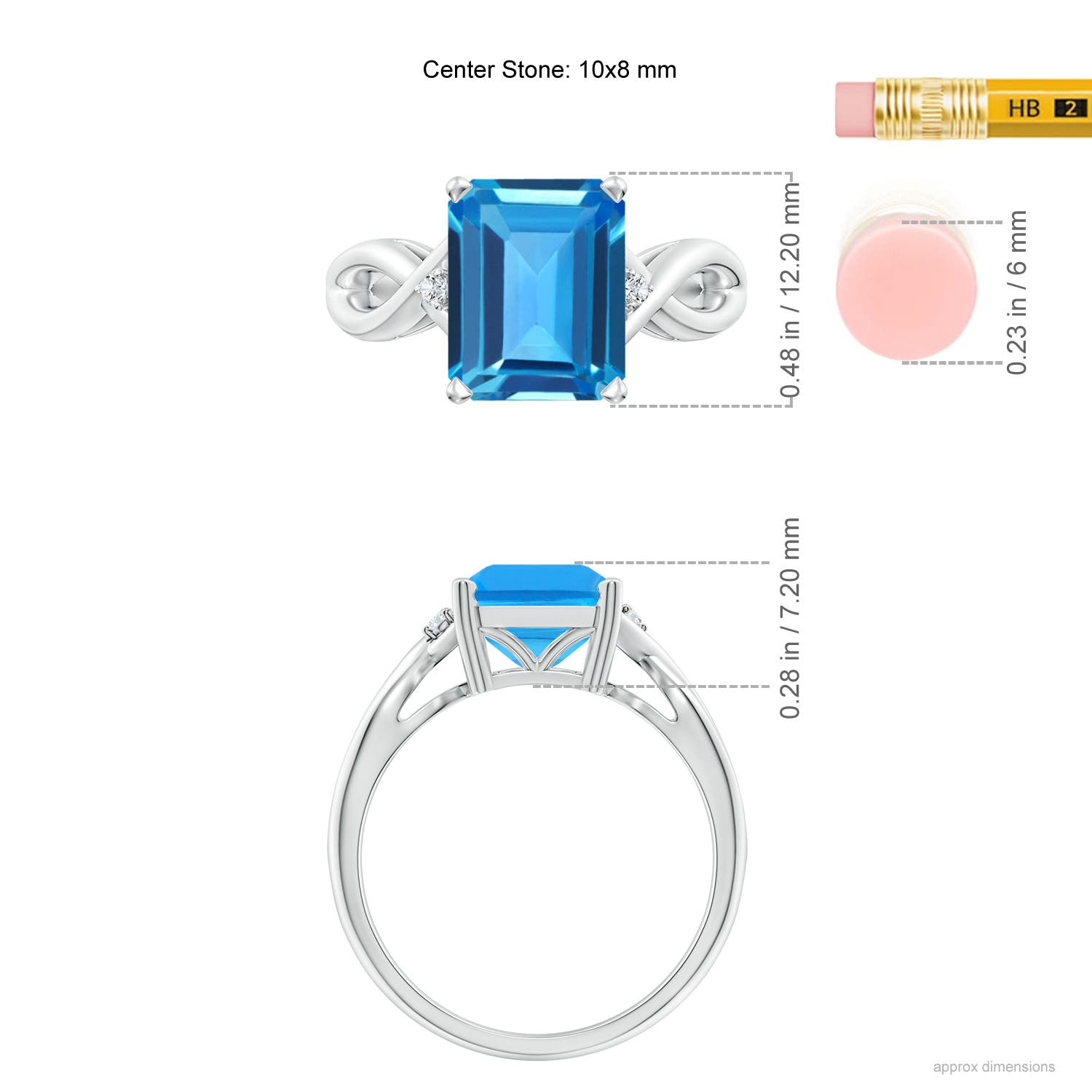 AAAA - Swiss Blue Topaz / 4.03 CT / 14 KT White Gold