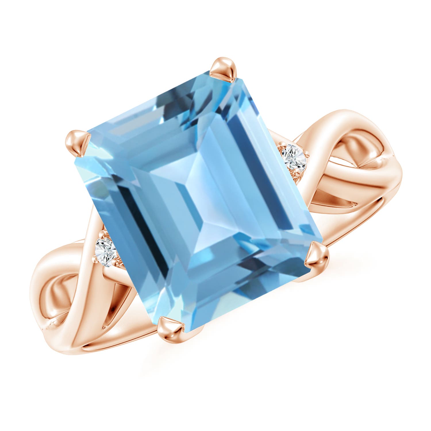 A - Swiss Blue Topaz / 5.63 CT / 14 KT Rose Gold