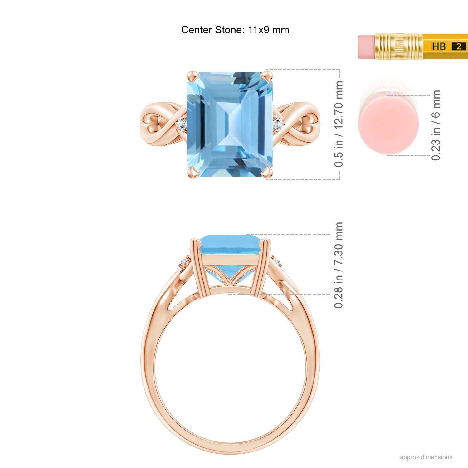 A - Swiss Blue Topaz / 5.63 CT / 14 KT Rose Gold