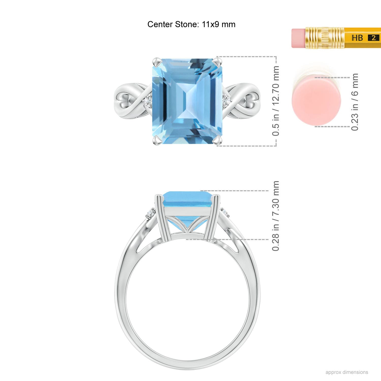 A - Swiss Blue Topaz / 5.63 CT / 14 KT White Gold