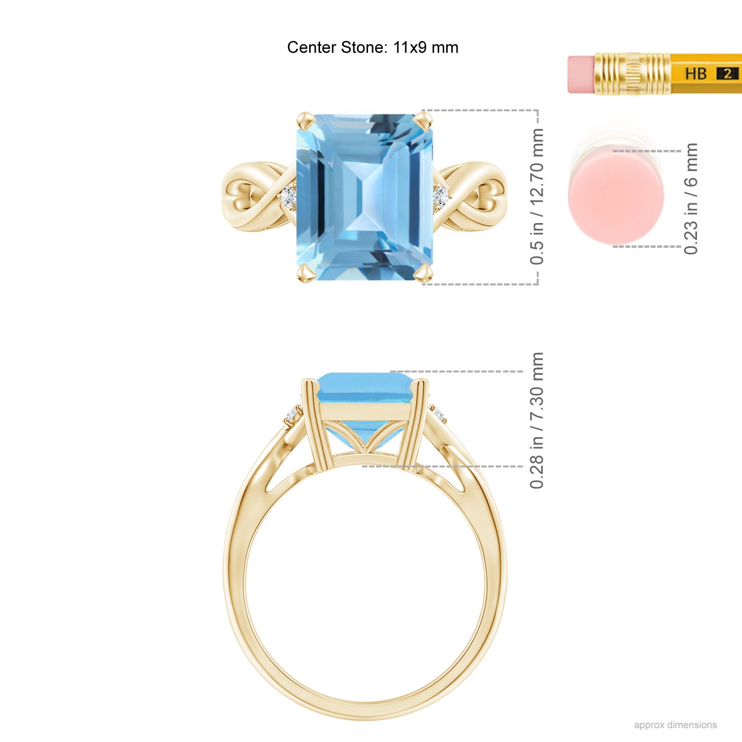 A - Swiss Blue Topaz / 5.63 CT / 14 KT Yellow Gold