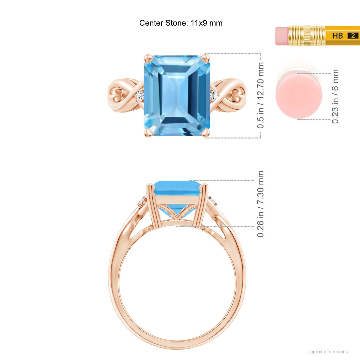 AA - Swiss Blue Topaz / 5.63 CT / 14 KT Rose Gold