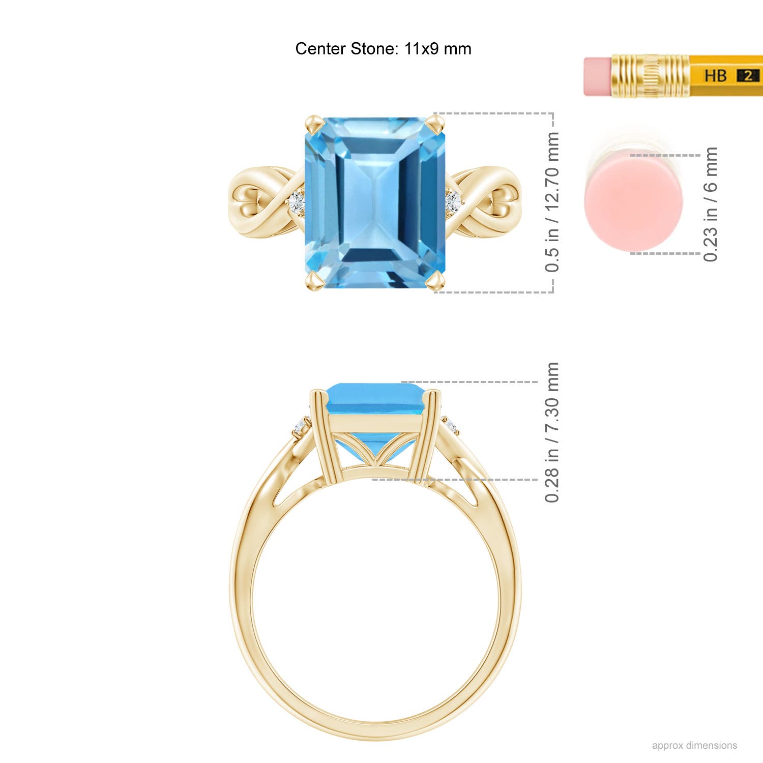 AA - Swiss Blue Topaz / 5.63 CT / 14 KT Yellow Gold