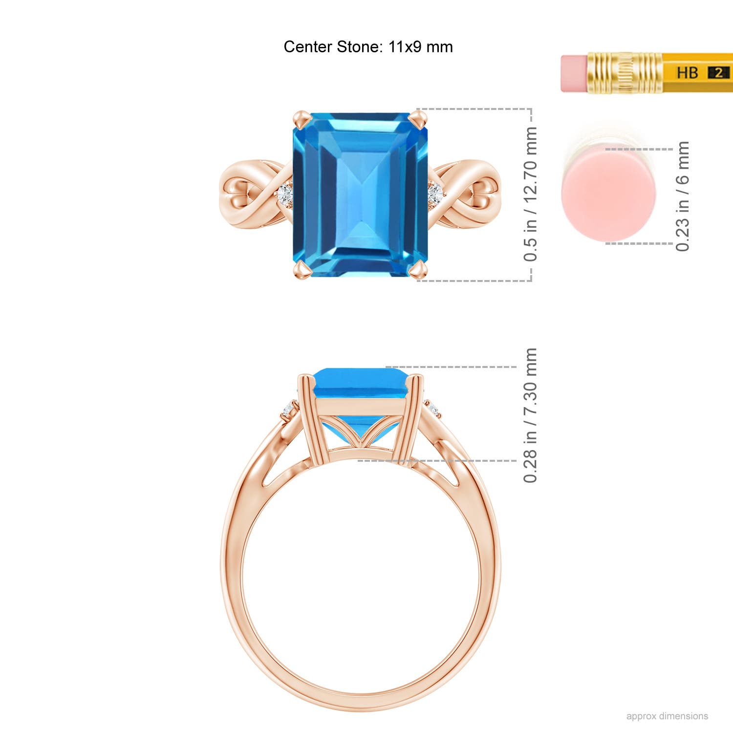 AAAA - Swiss Blue Topaz / 5.63 CT / 14 KT Rose Gold