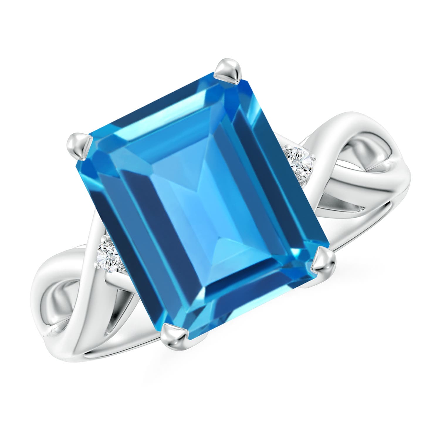 AAAA - Swiss Blue Topaz / 5.63 CT / 14 KT White Gold